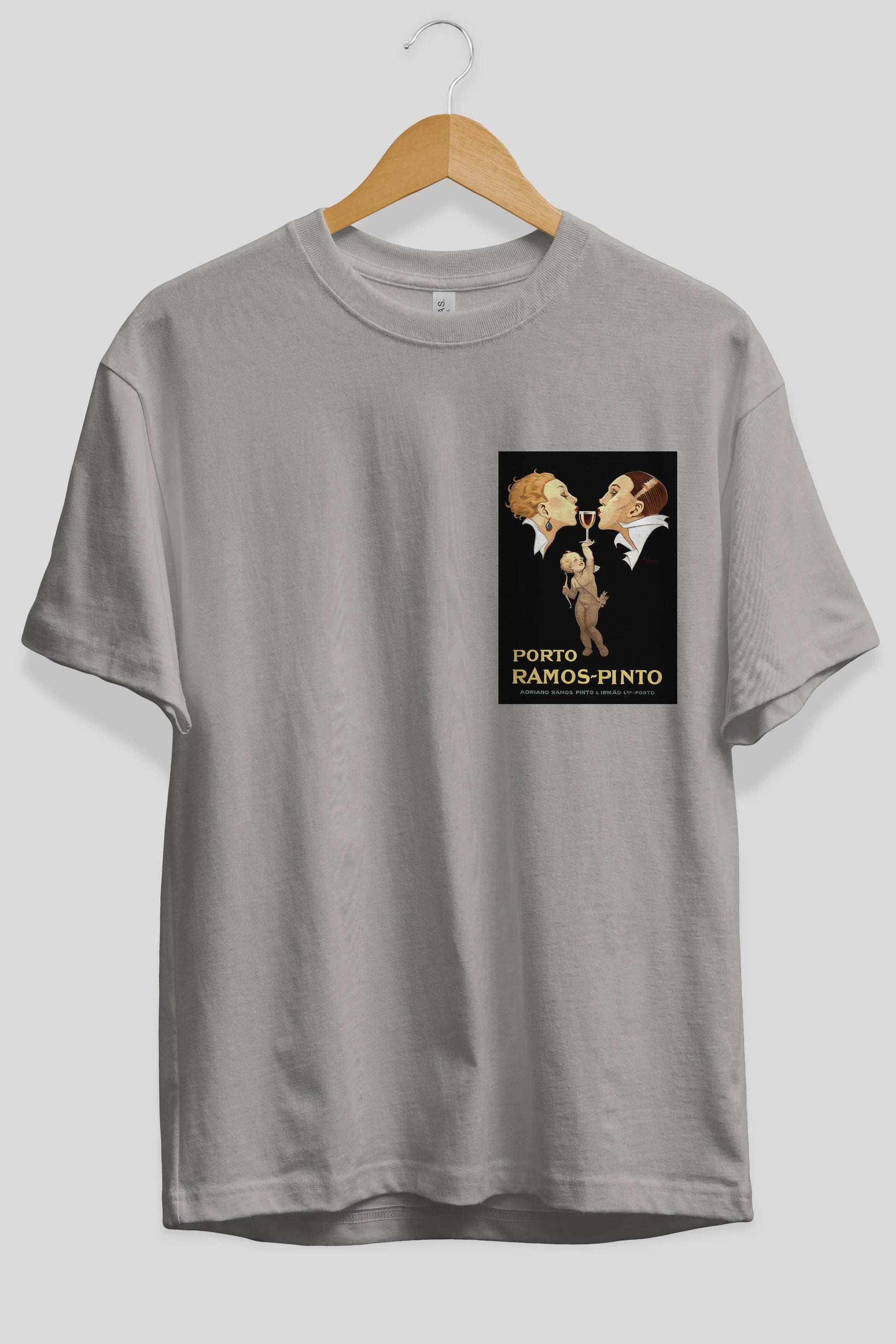 Porto Ramos Pinto Ön Sol Baskılı Oversize t-shirt Erkek Kadın Unisex %100 Pamuk Bisiklet Yaka tişort