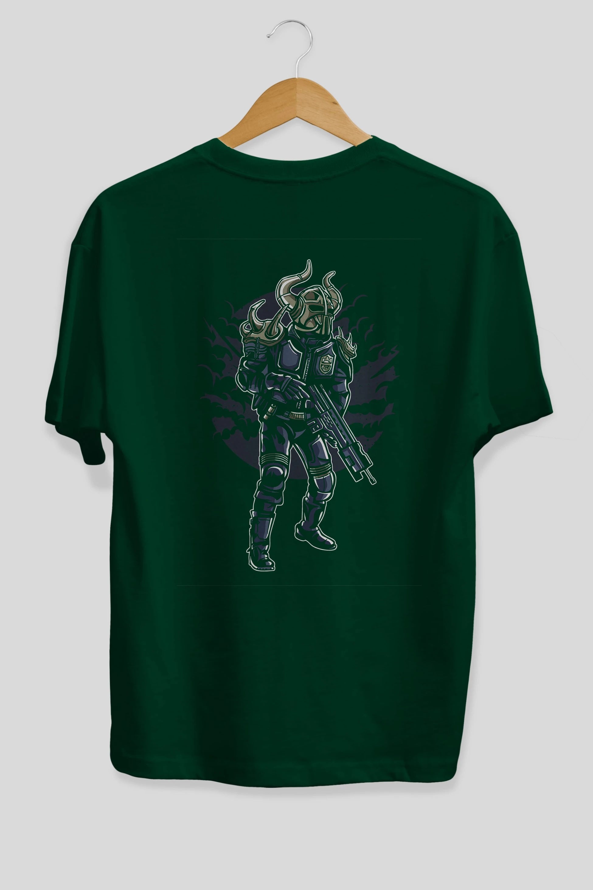 Viking Soldier Arka Baskılı Oversize t-shirt Erkek Kadın Unisex %100 Pamuk