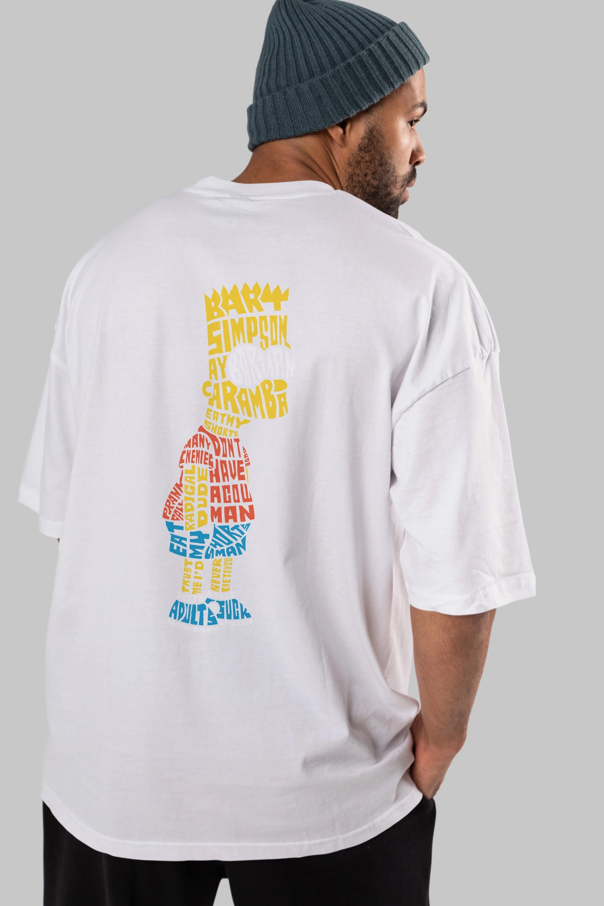 Bart Simpson Arka Baskılı Oversize t-shirt %100 pamuk Erkek Kadın Unisex