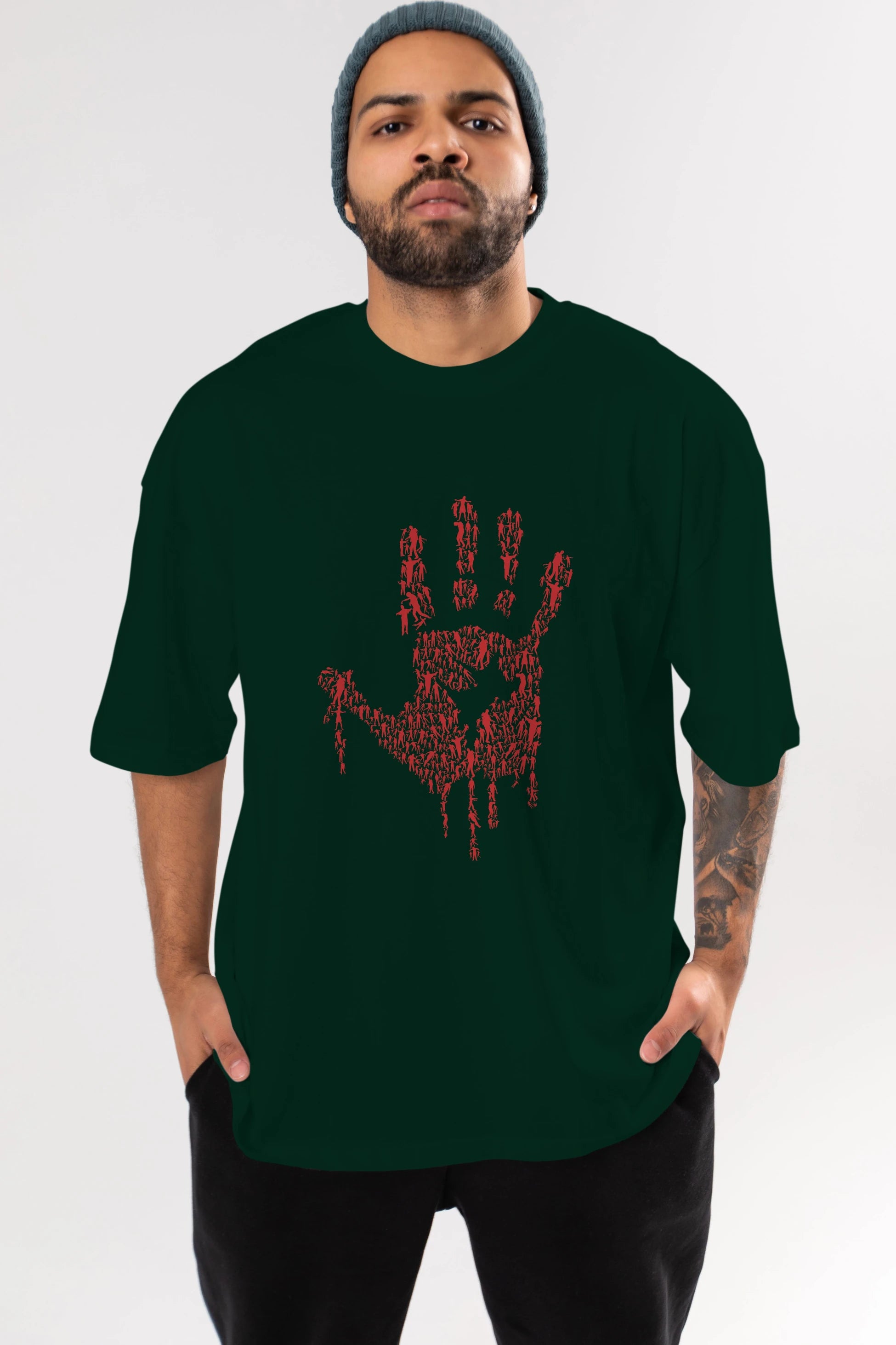 Hand Of Zombies Ön Baskılı Oversize t-shirt %100 pamuk Erkek Kadın Unisex