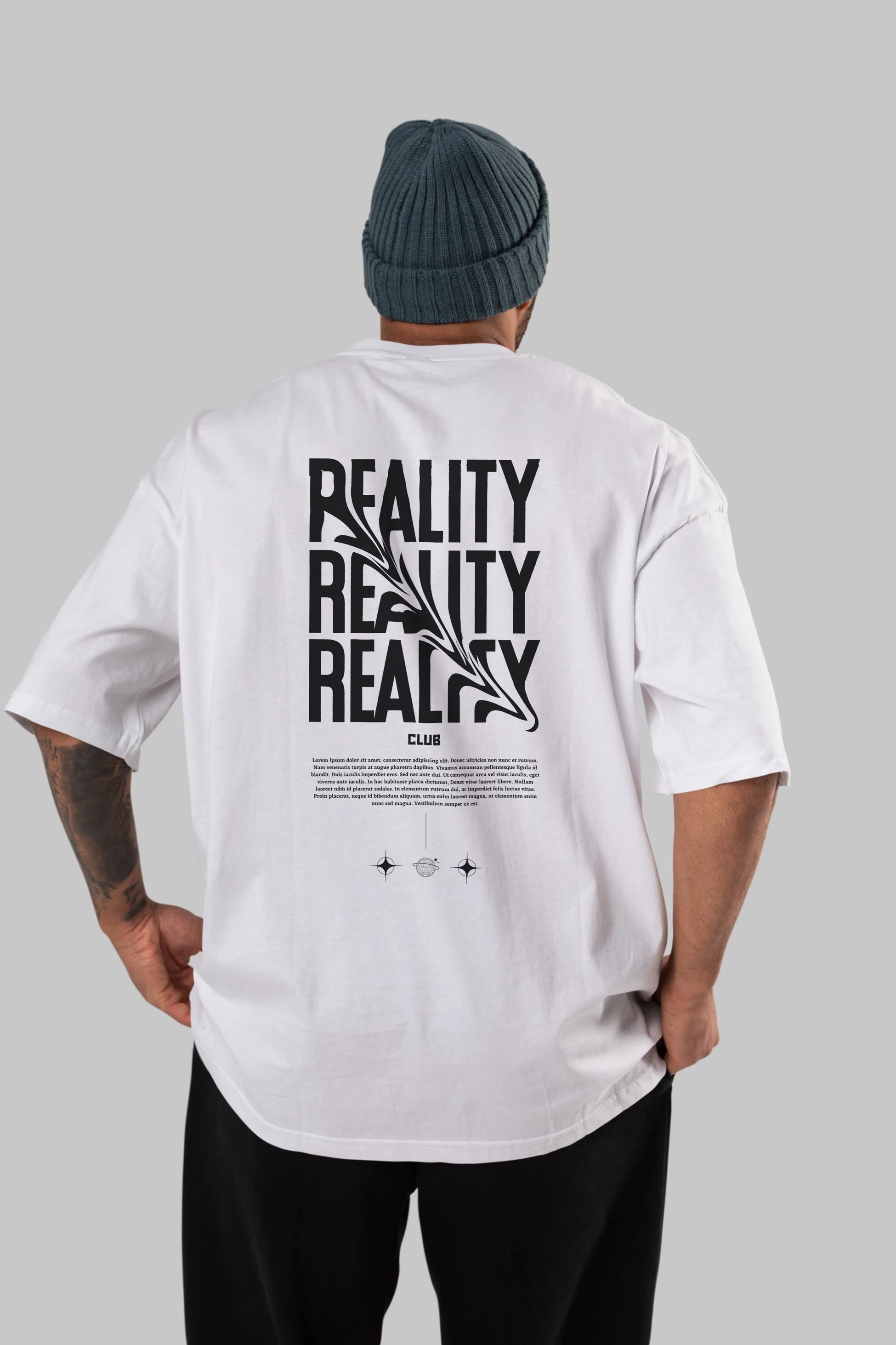 Reality Yazılı Arka Baskılı Oversize t-shirt Erkek Kadın Unisex