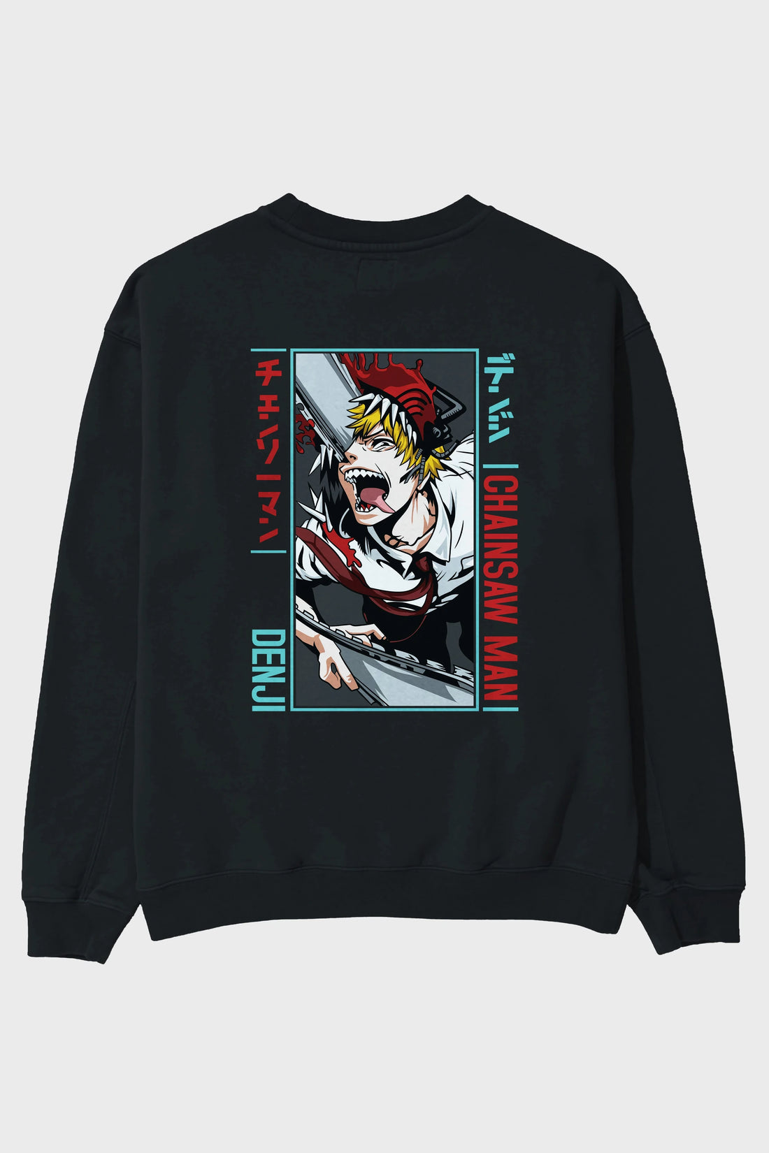 Denji Chainsaw Man Anime Arka Baskılı Oversize Sweatshirt Erkek Kadın Unisex