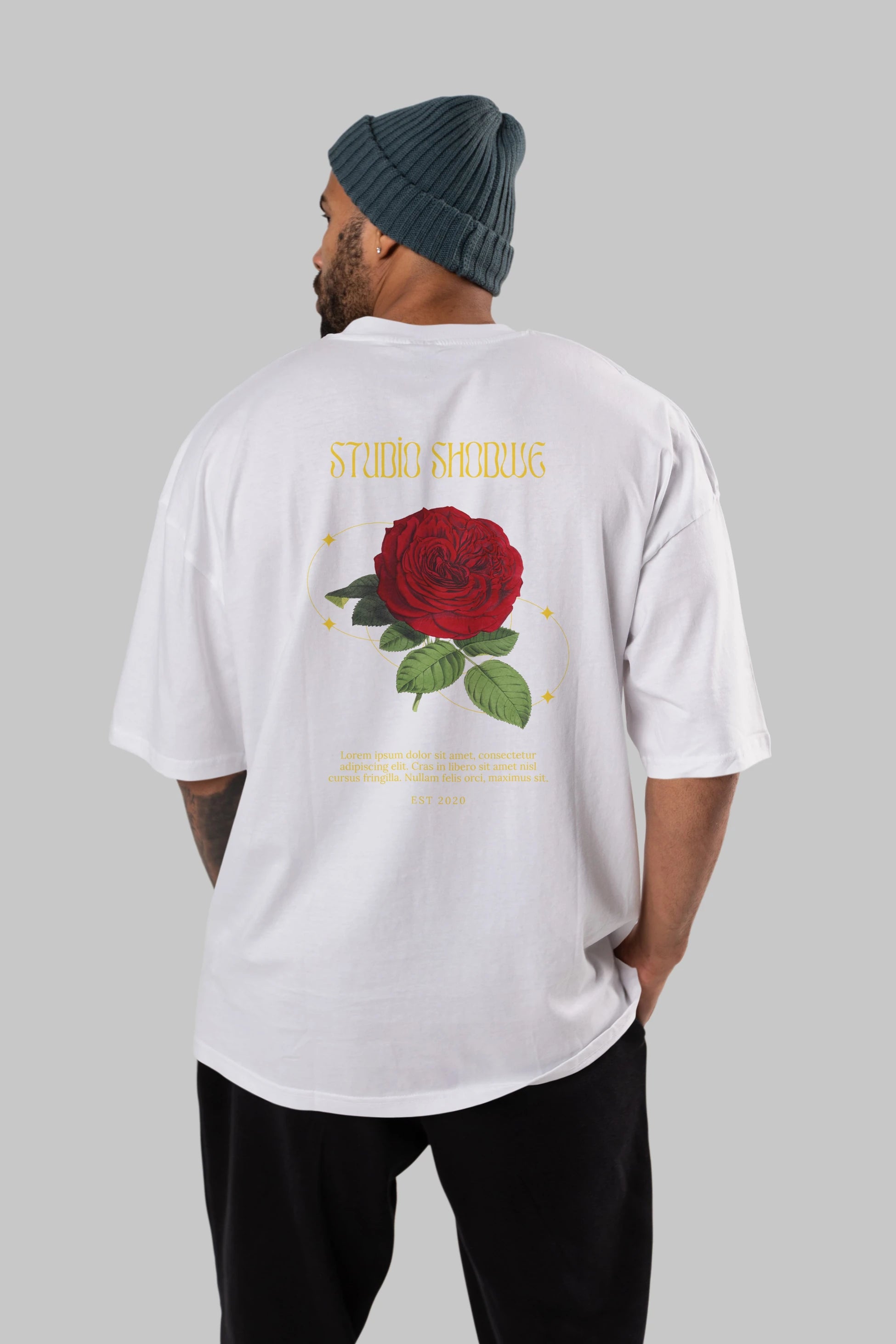 Studio Shodwe Rose Arka Baskılı Oversize t-shirt Erkek Kadın Unisex