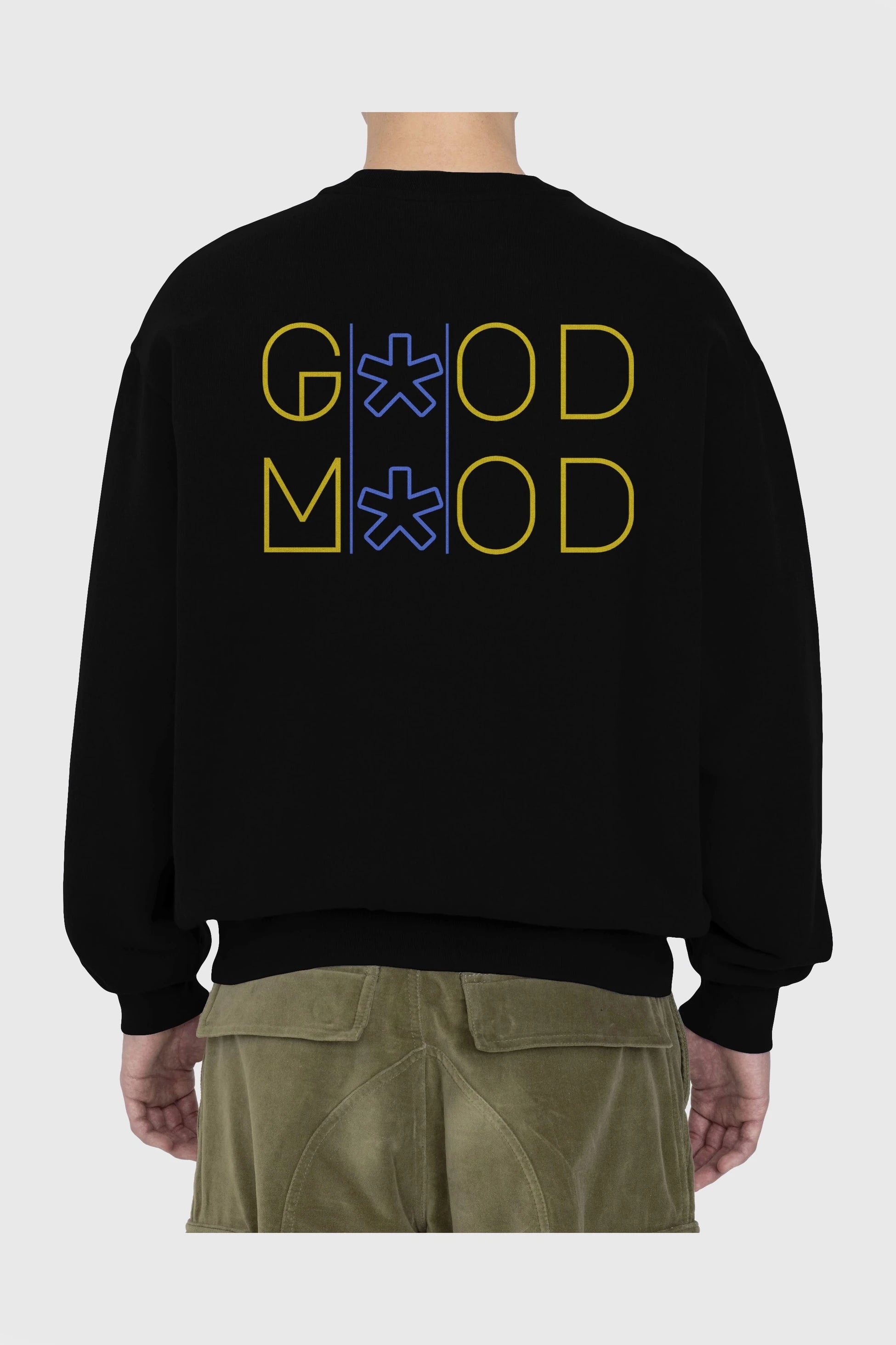 Good Mood Yazılı Arka Baskılı Oversize Sweatshirt Erkek Kadın Unisex