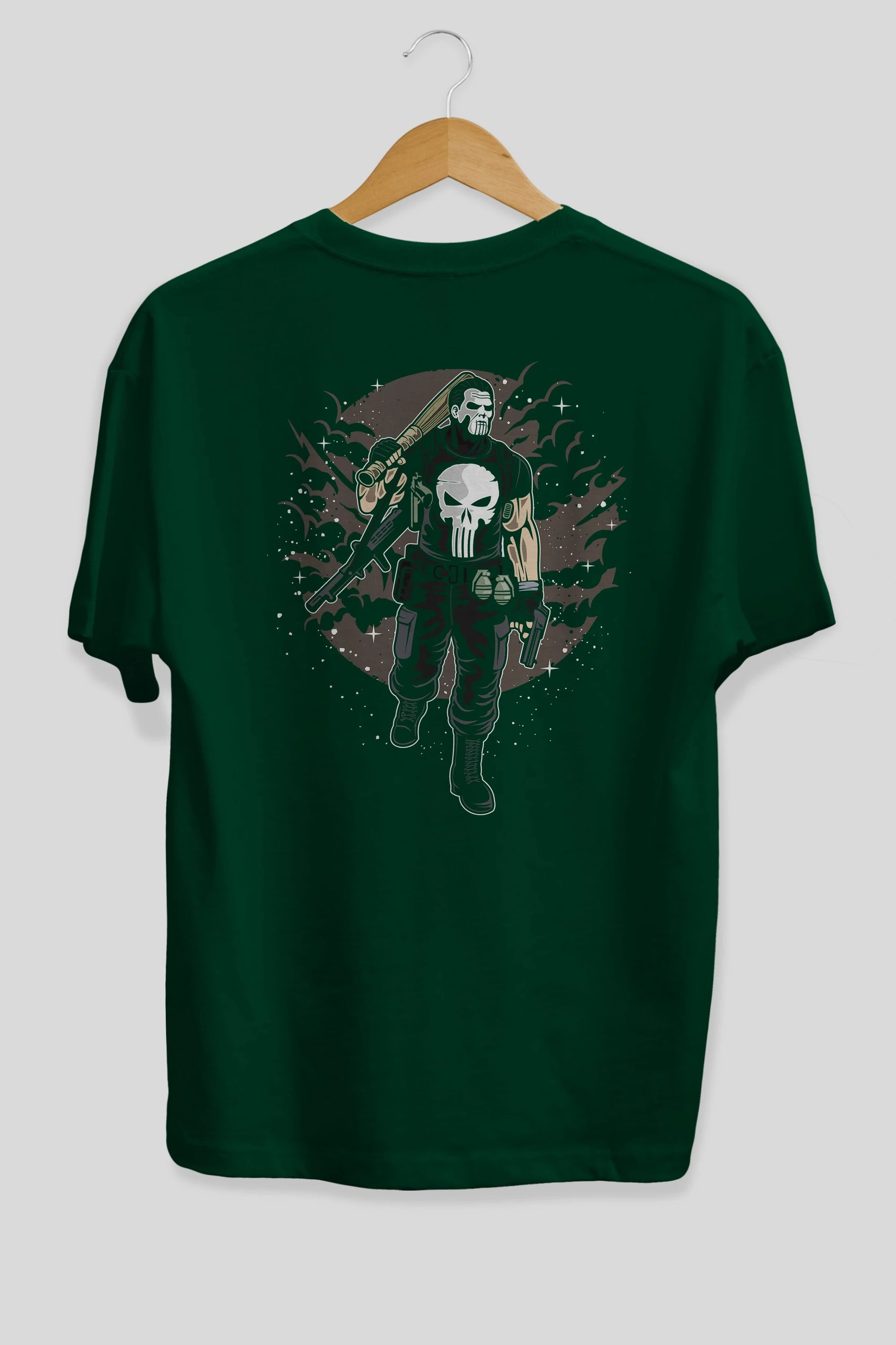 Punisher Arka Baskılı Oversize t-shirt Erkek Kadın Unisex %100 Pamuk