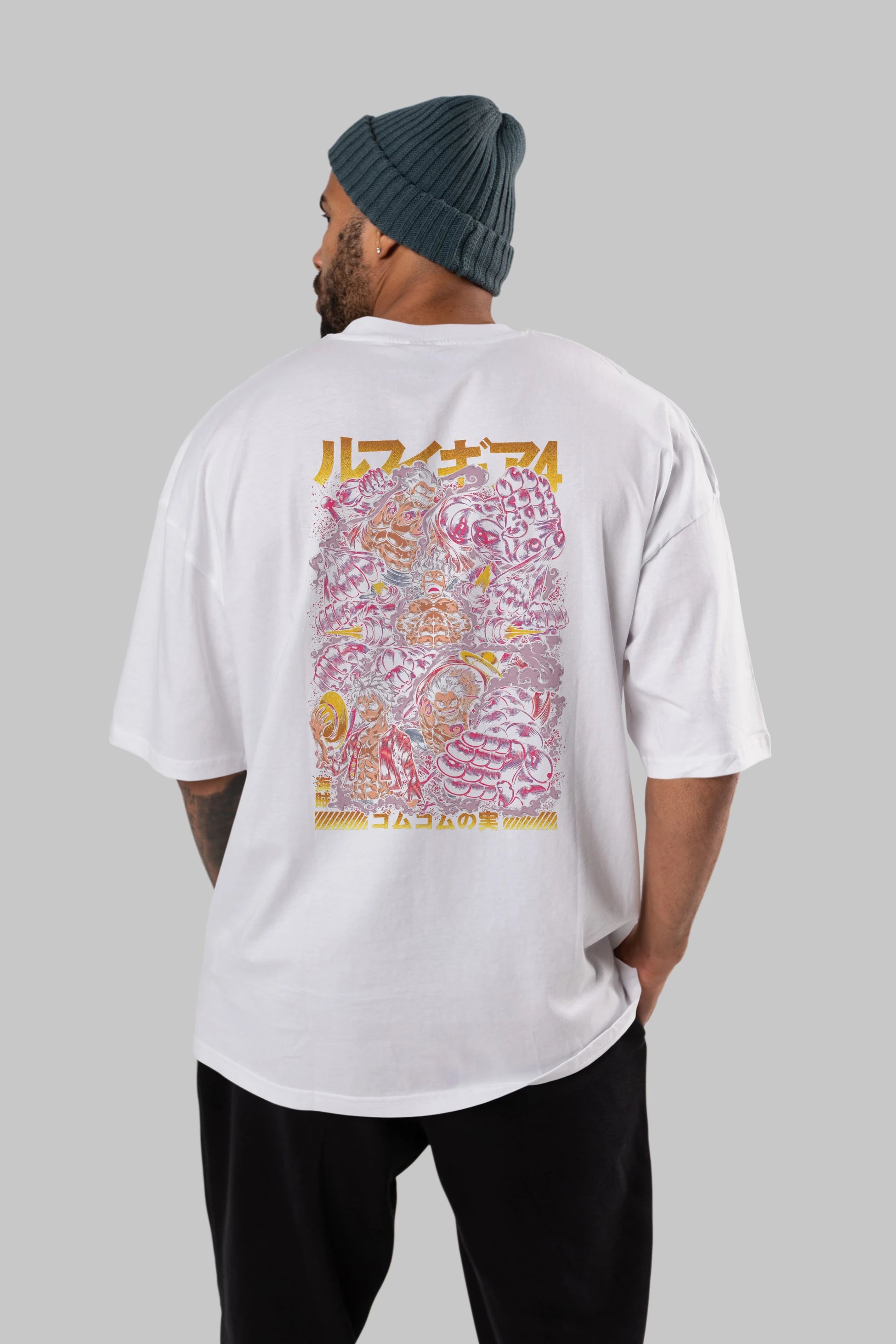 MONKEY D. LUFFY (2) Anime Arka Baskılı Oversize t-shirt Erkek Kadın Unisex