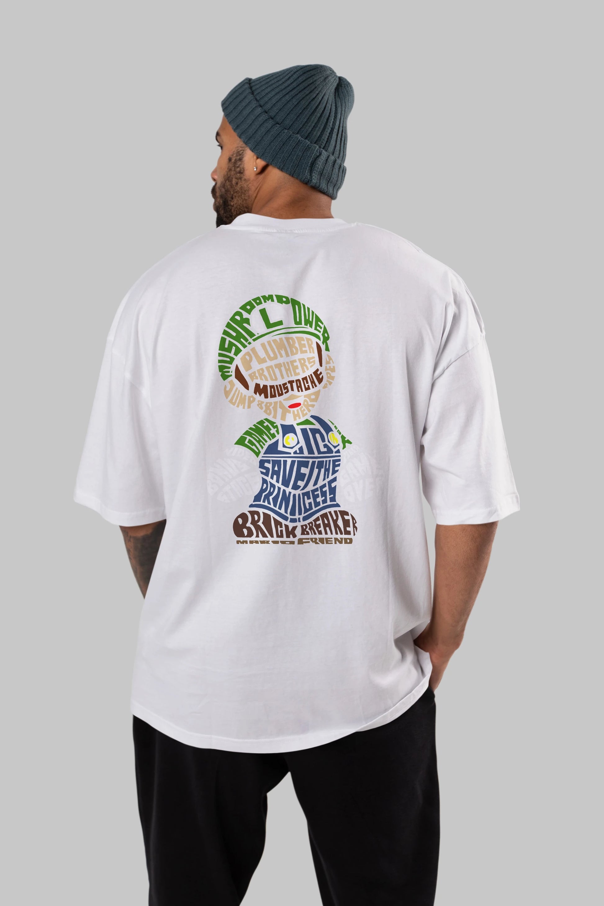 Plumber Brothers Arka Baskılı Oversize t-shirt %100 pamuk Erkek Kadın Unisex