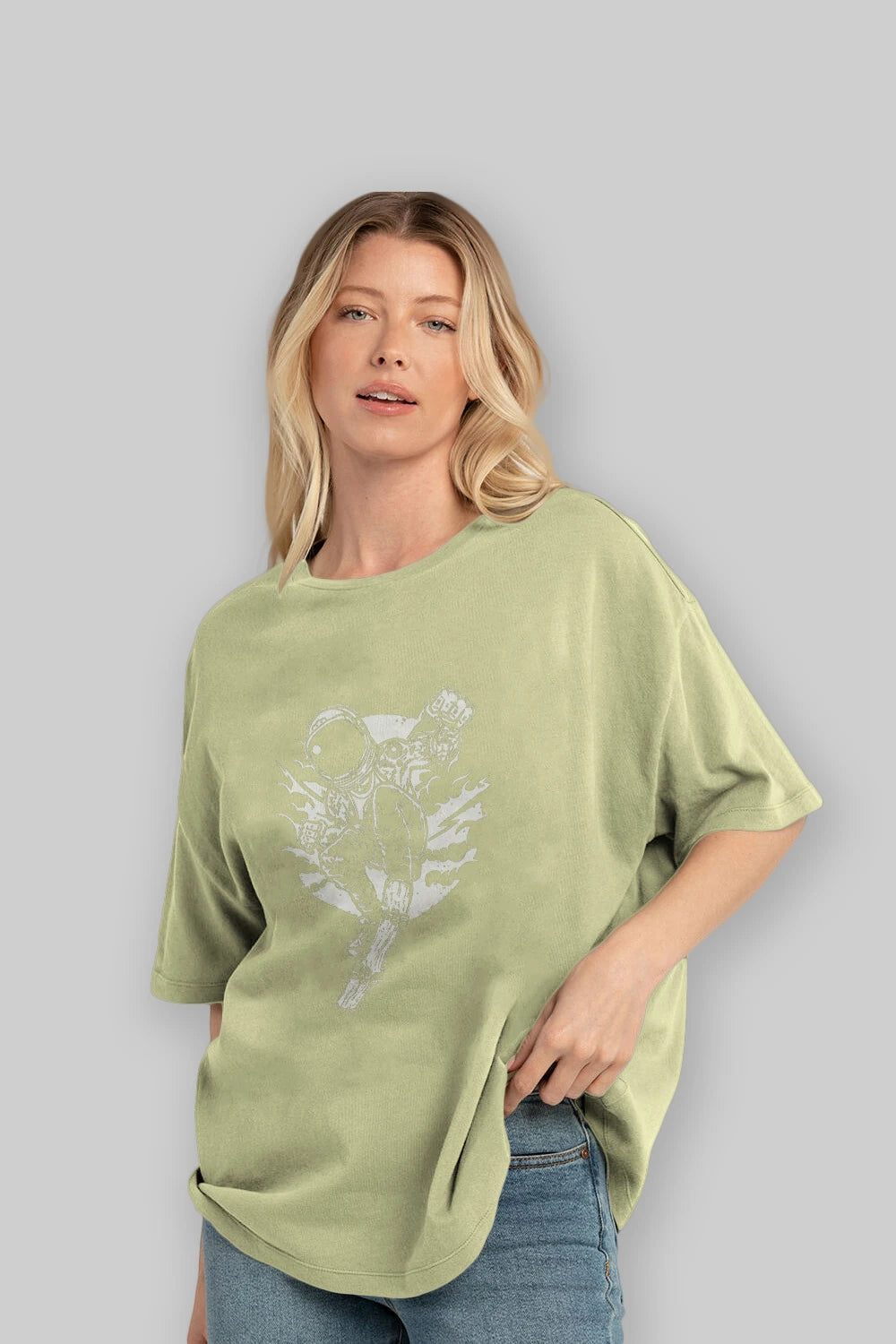 Space Skater Ön Baskılı Oversize t-shirt Erkek Kadın Unisex %100 Pamuk tişort