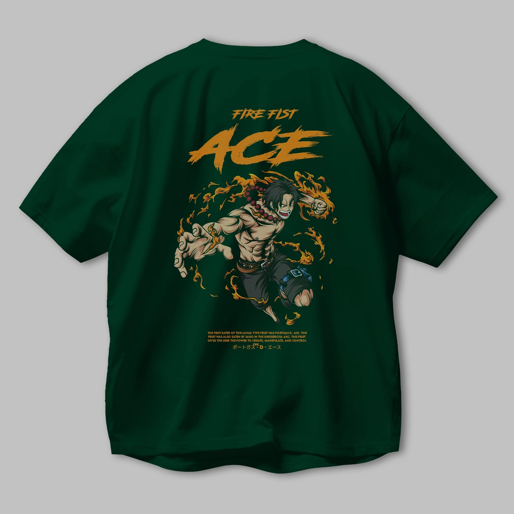 Fire Fist Ace Anime Arka Baskılı Oversize t-shirt Erkek Kadın Unisex