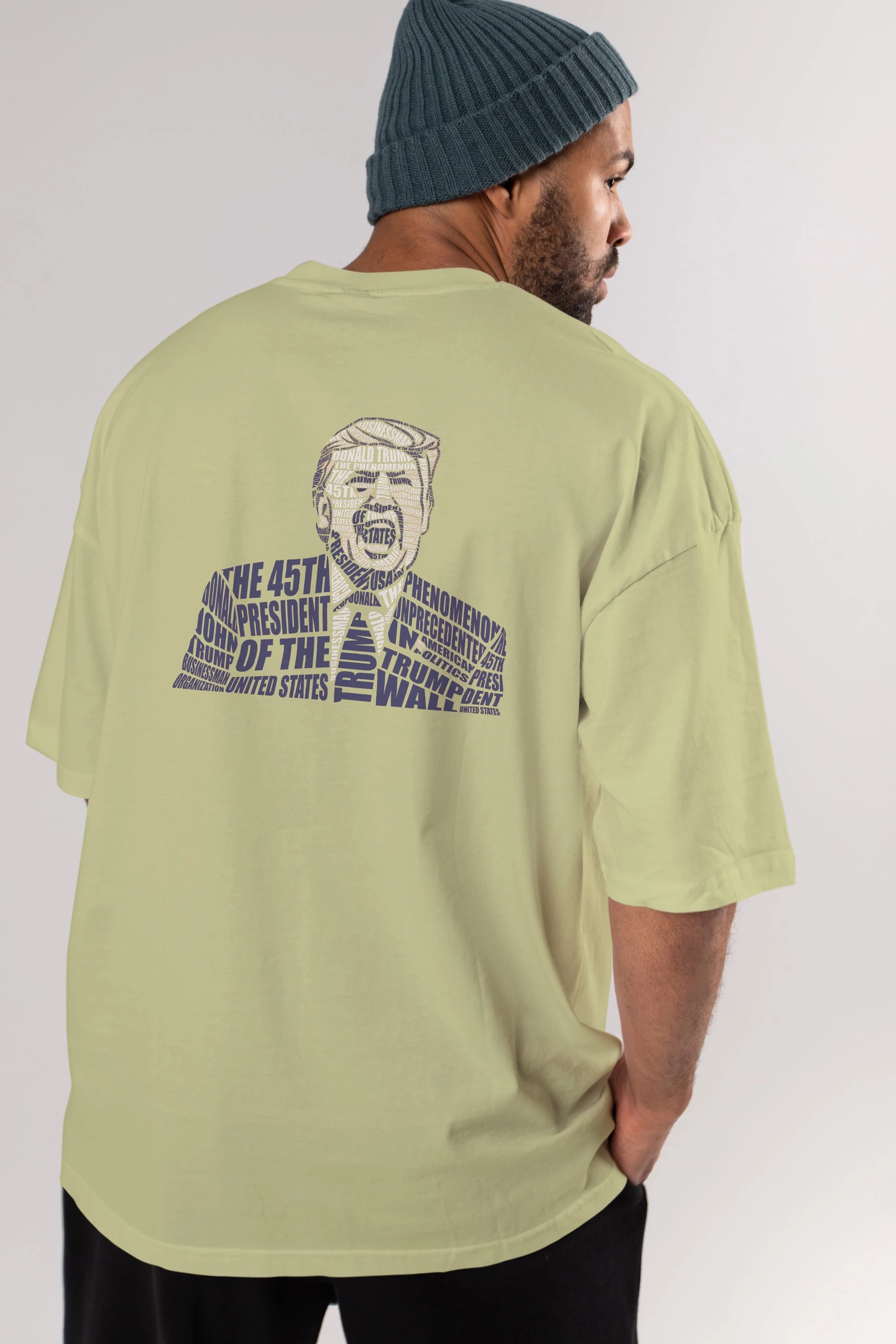 Trump Calligram Arka Baskılı Oversize t-shirt %100 pamuk Erkek Kadın Unisex