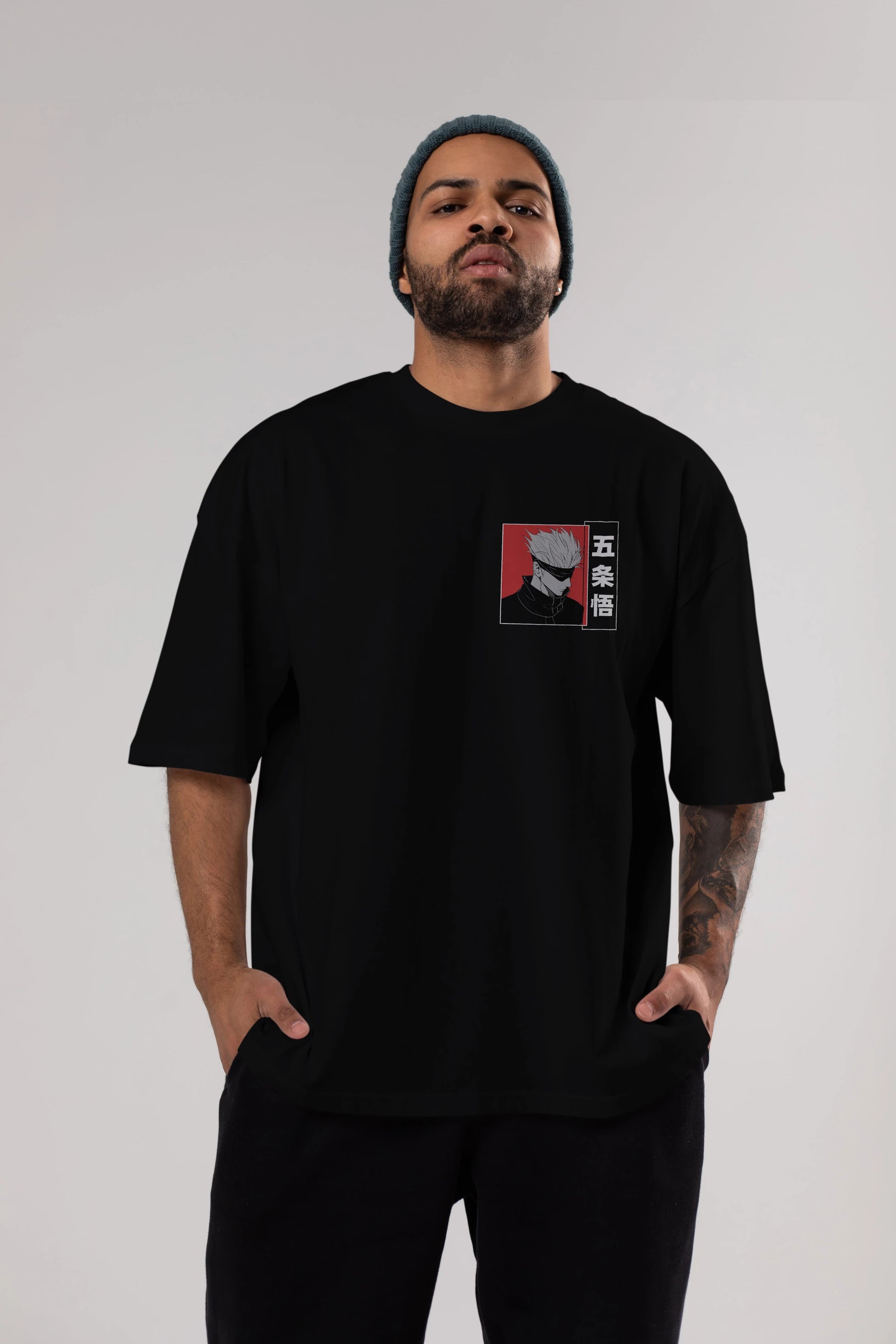 JUJUTSU KAISEN 2 Ön Sol Baskılı Oversize t-shirt Erkek Kadın Unisex %100 Pamuk Bisiklet Yaka tişort