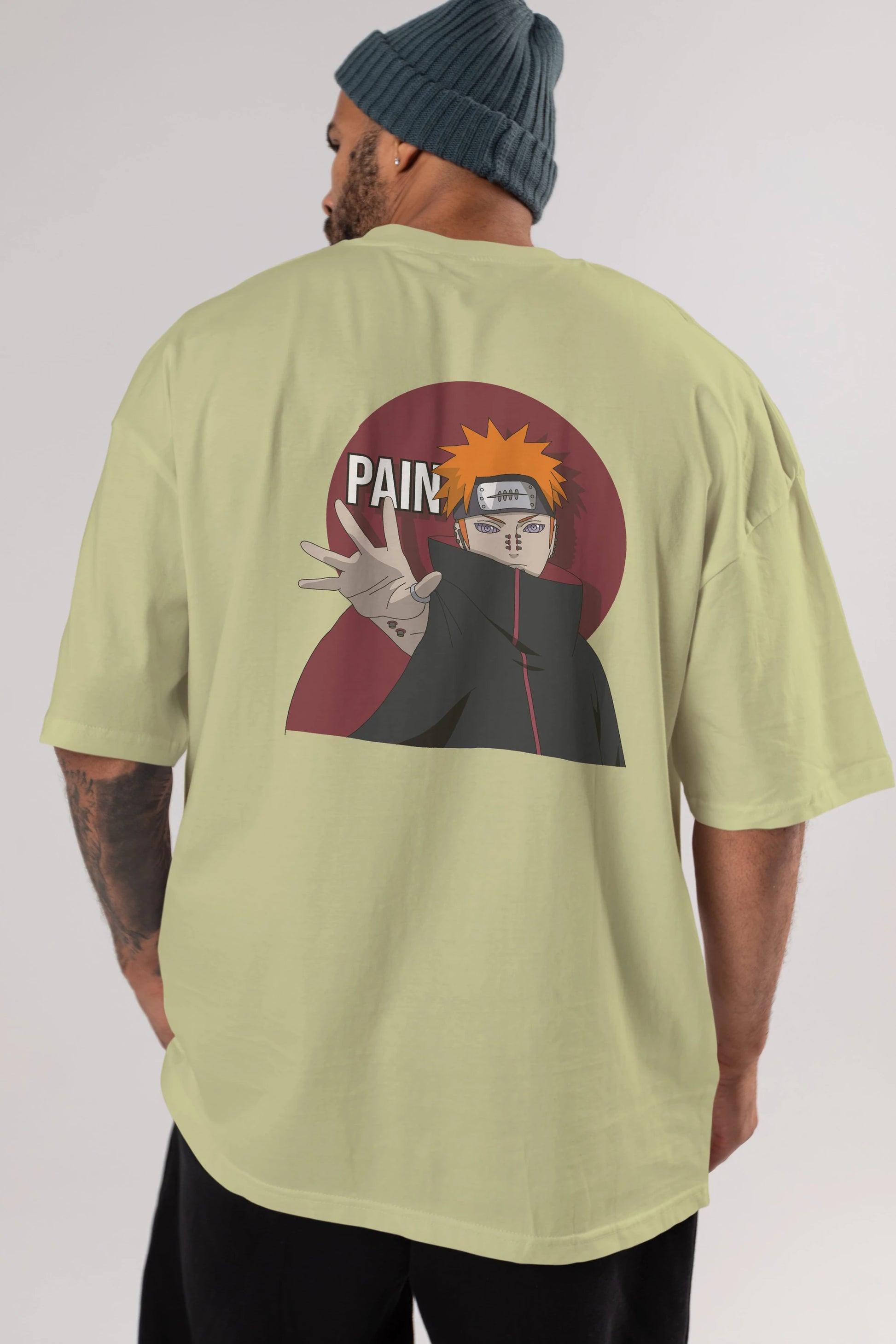 PAIN NARUTO Anime Arka Baskılı Oversize t-shirt Erkek Kadın Unisex