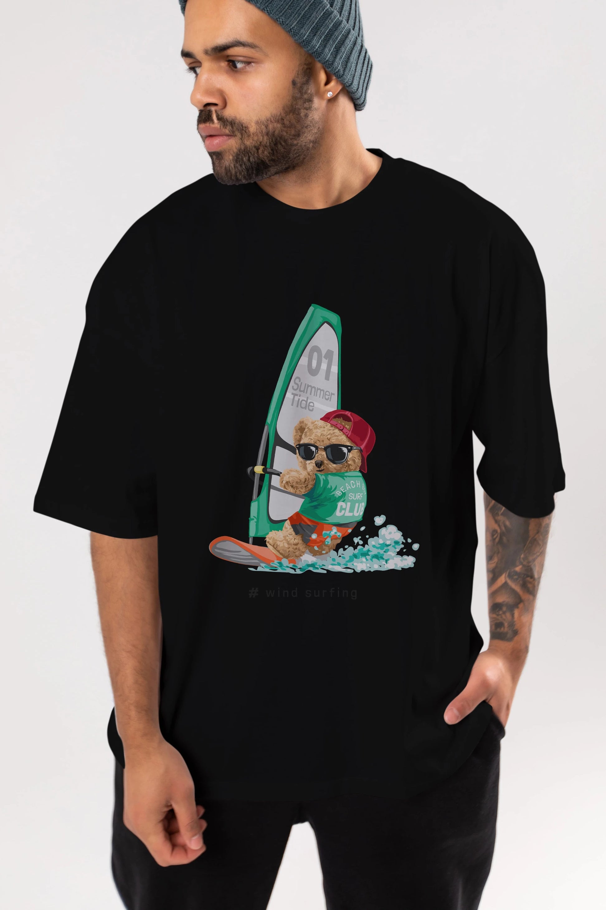 Teddy Bear Summer Tide Ön Baskılı Oversize t-shirt Erkek Kadın Unisex %100 Pamuk