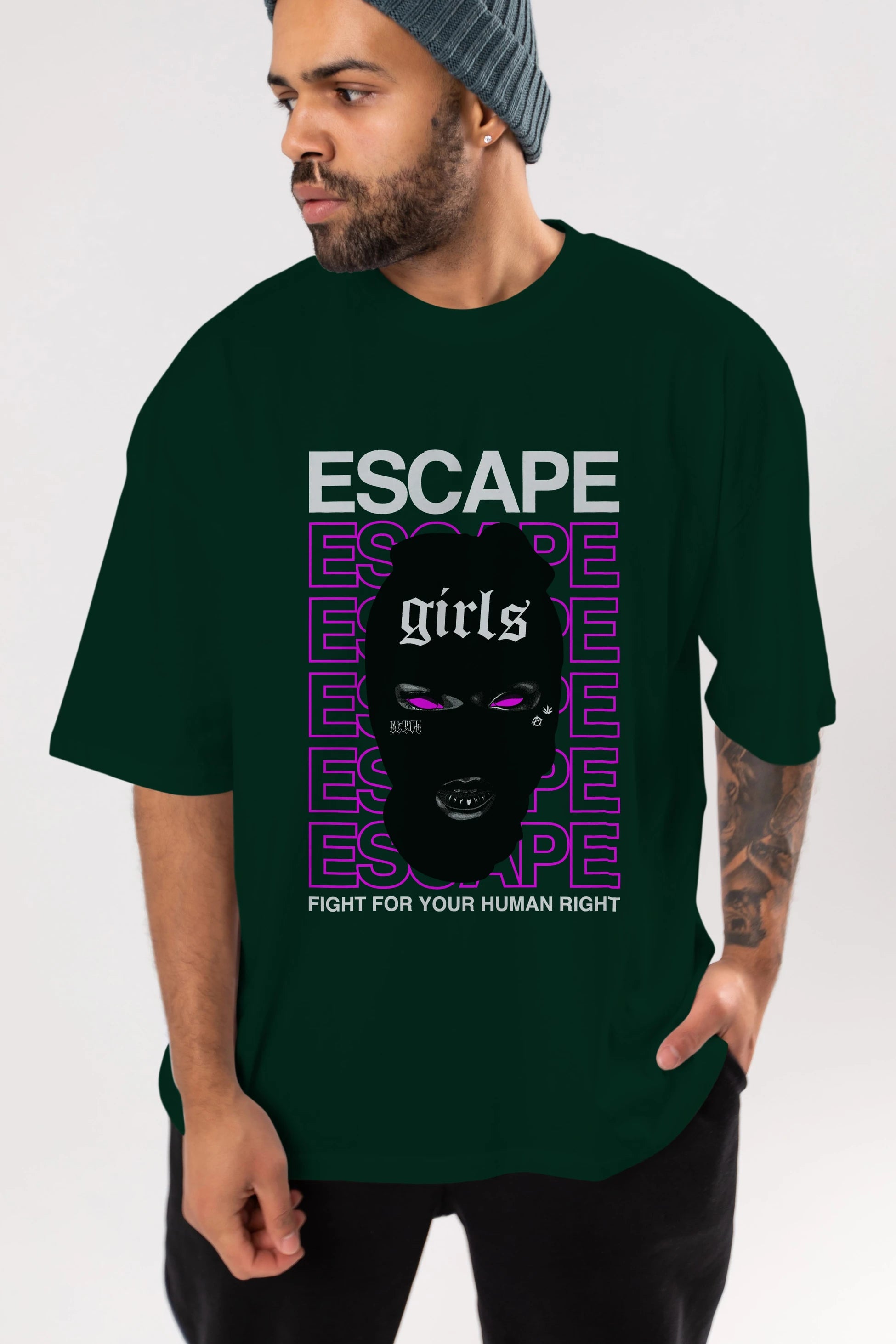 Escape Girl Ön Baskılı Oversize t-shirt Erkek Kadın Unisex