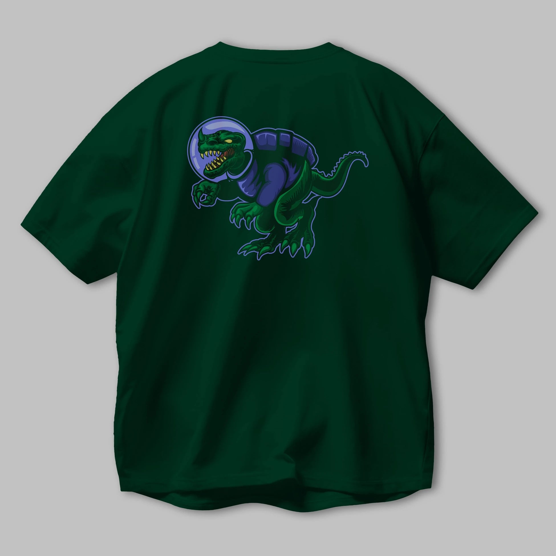 Space Dino Arka Baskılı Oversize t-shirt Erkek Kadın Unisex