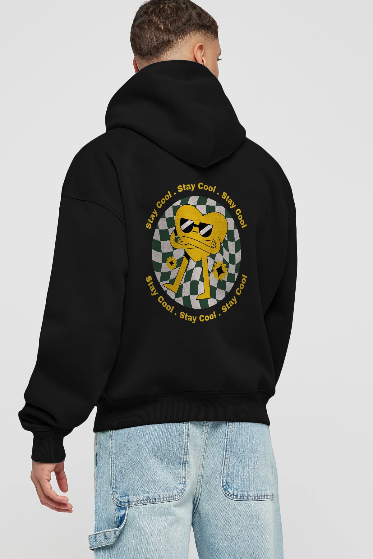 Stay Cool Yazılı Arka Baskılı Oversize Hoodie Kapüşonlu Sweatshirt Erkek Kadın Unisex