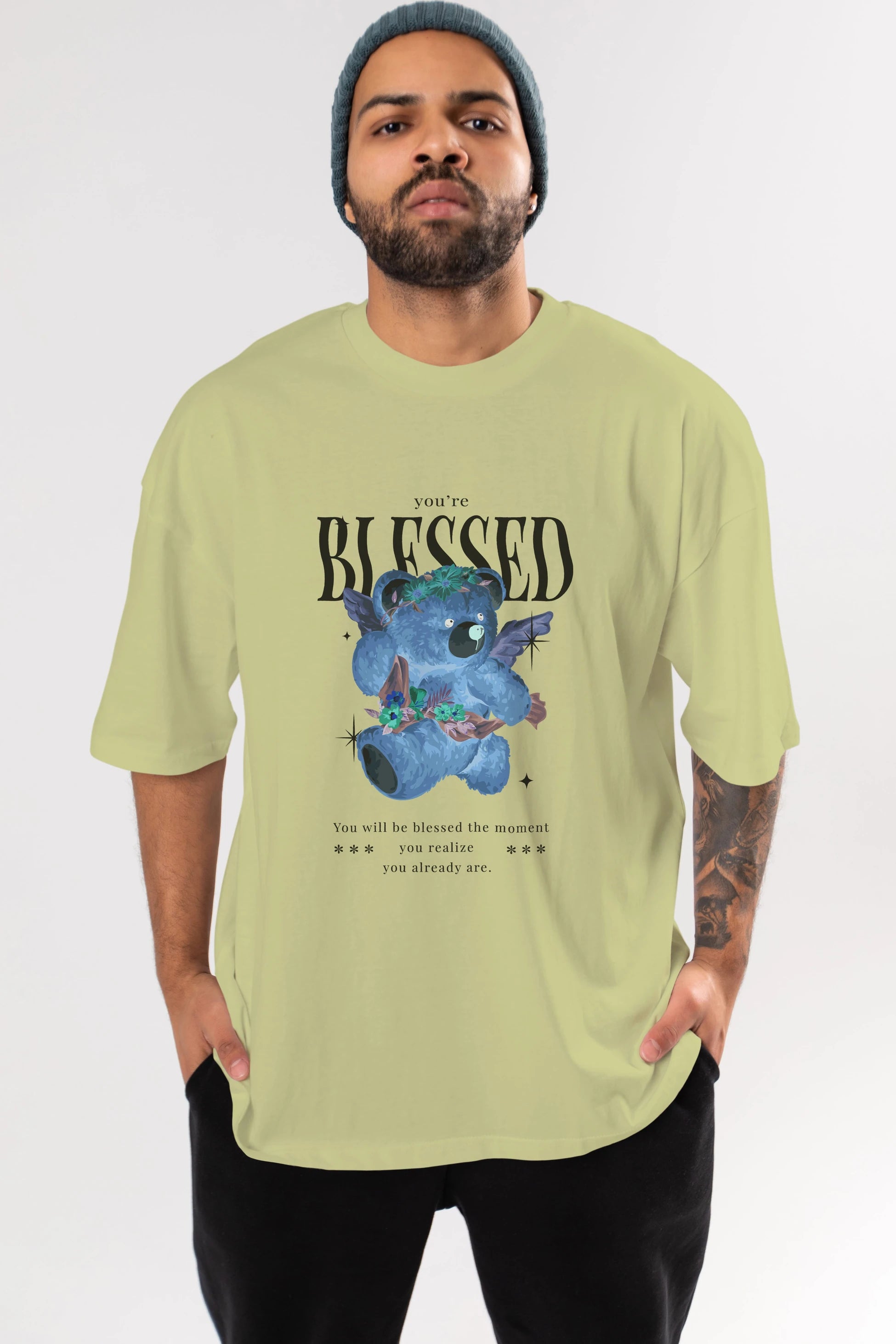 You are Blessed Bear Ön Baskılı Oversize t-shirt Erkek Kadın Unisex