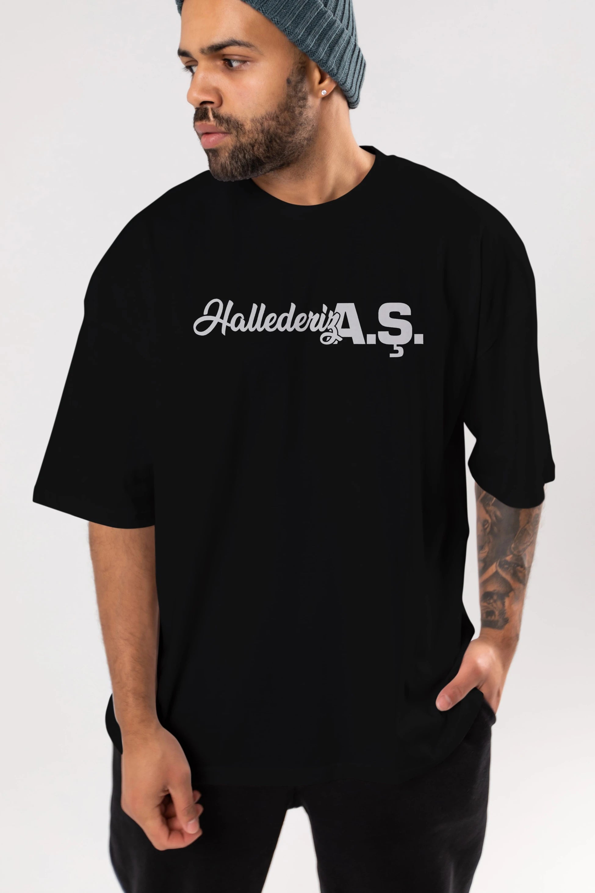Hallederiz A.Ş Ön Baskılı Oversize t-shirt %100 pamuk Erkek Kadın Unisex