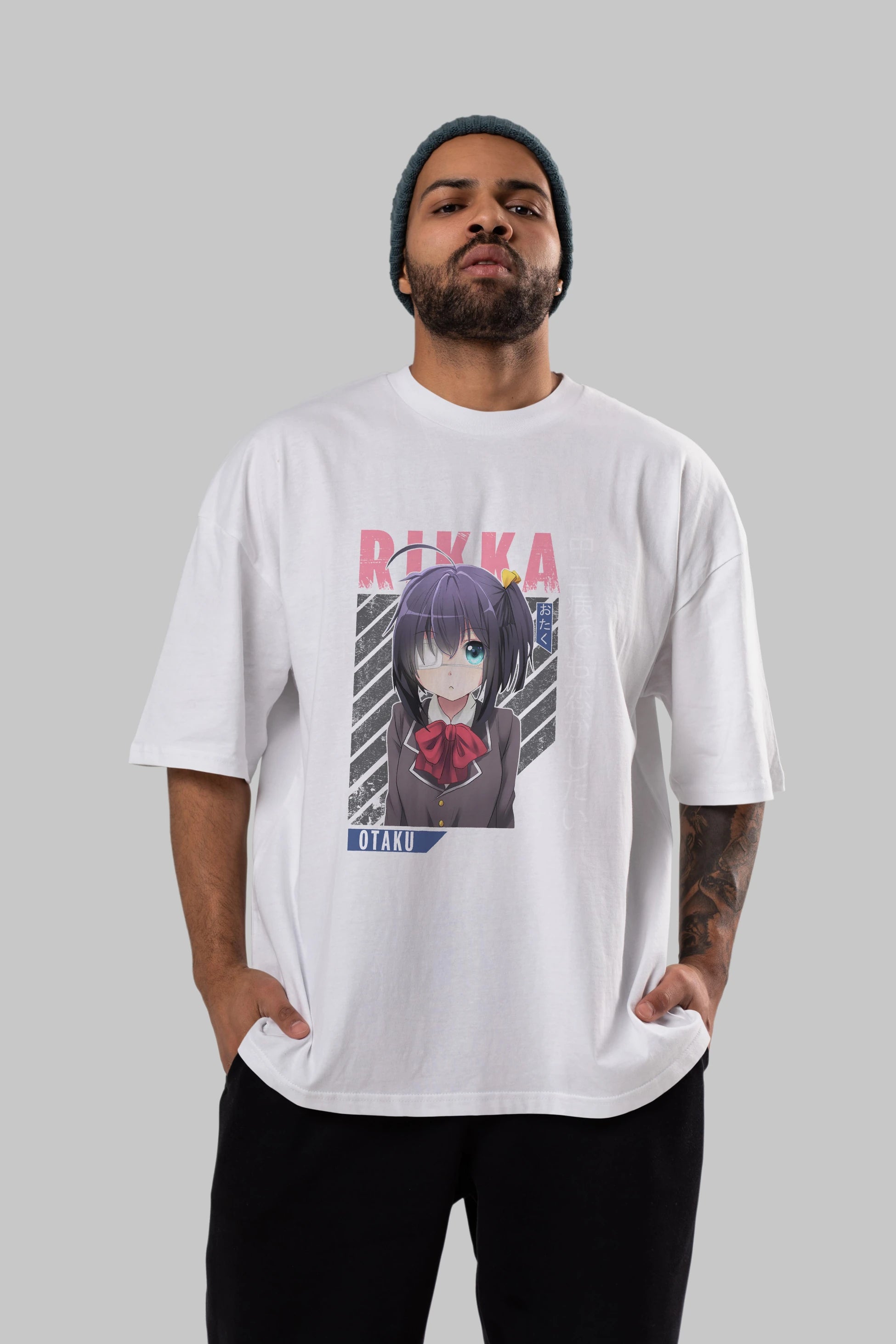 Rikka Takanashi 9 Anime Ön Baskılı Oversize t-shirt %100 pamuk Erkek Kadın Unisex