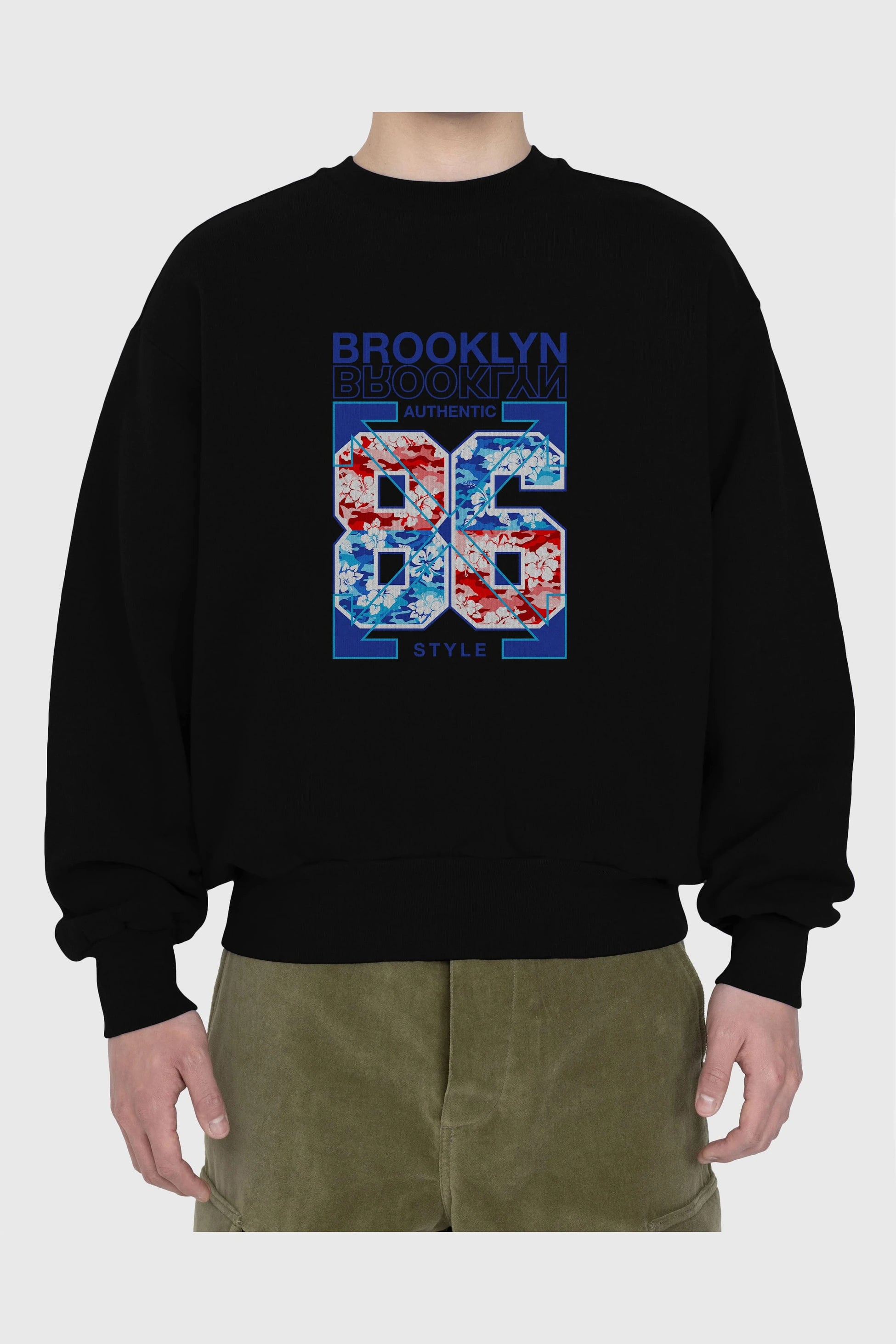 Brooklyn 86 Style Ön Baskılı Oversize Sweatshirt Erkek Kadın Unisex