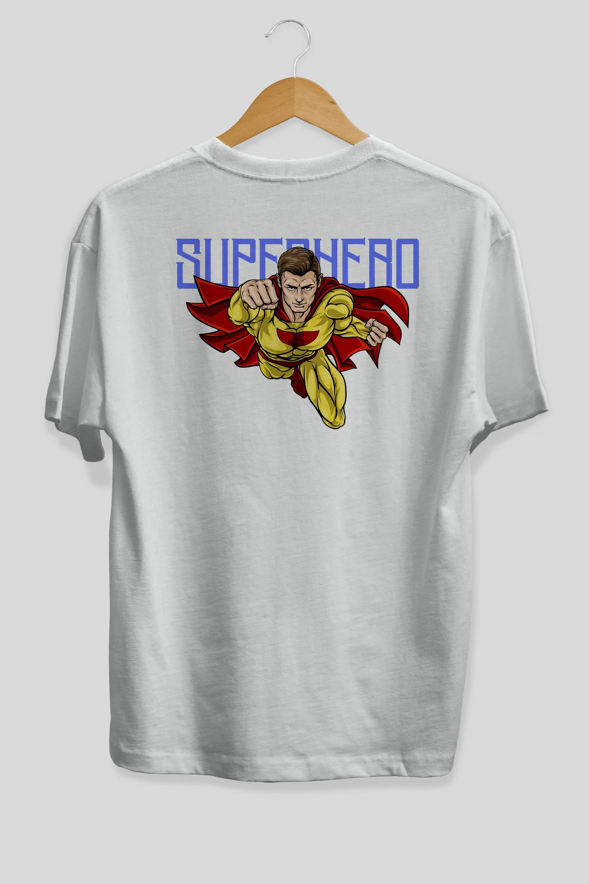 Super Hero Arka Baskılı Oversize t-shirt Erkek Kadın Unisex