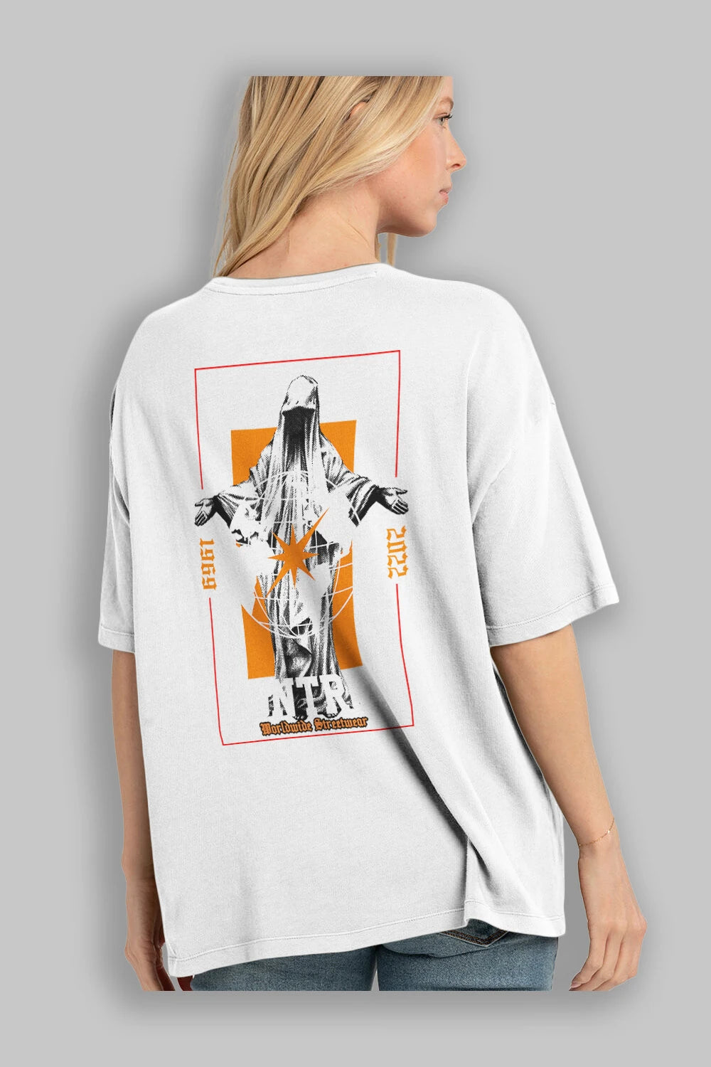 World Control Arka Baskılı Oversize t-shirt Erkek Kadın Unisex