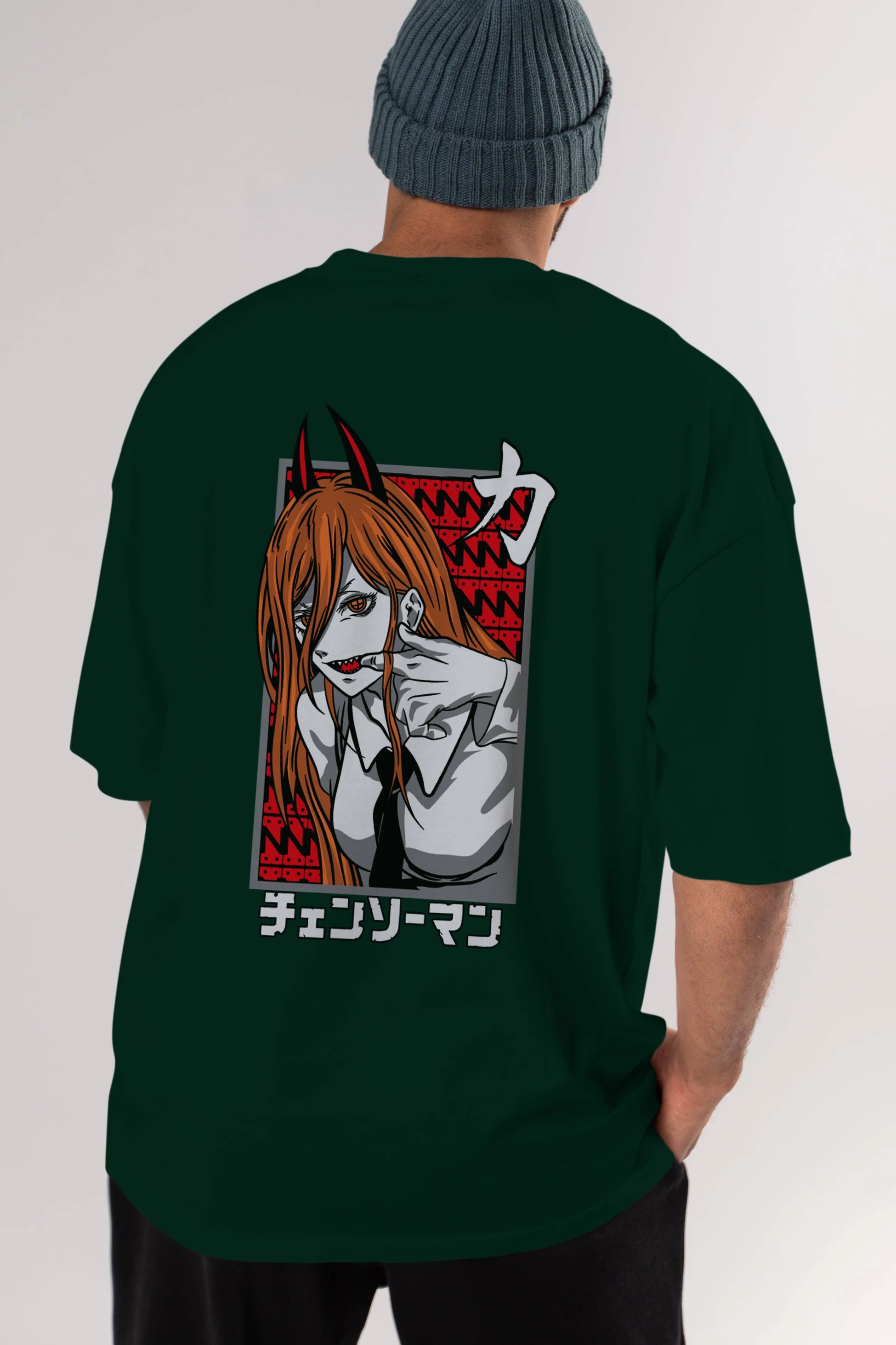 CHAINSAWMAN POWER Anime Arka Baskılı Oversize t-shirt Erkek Kadın Unisex