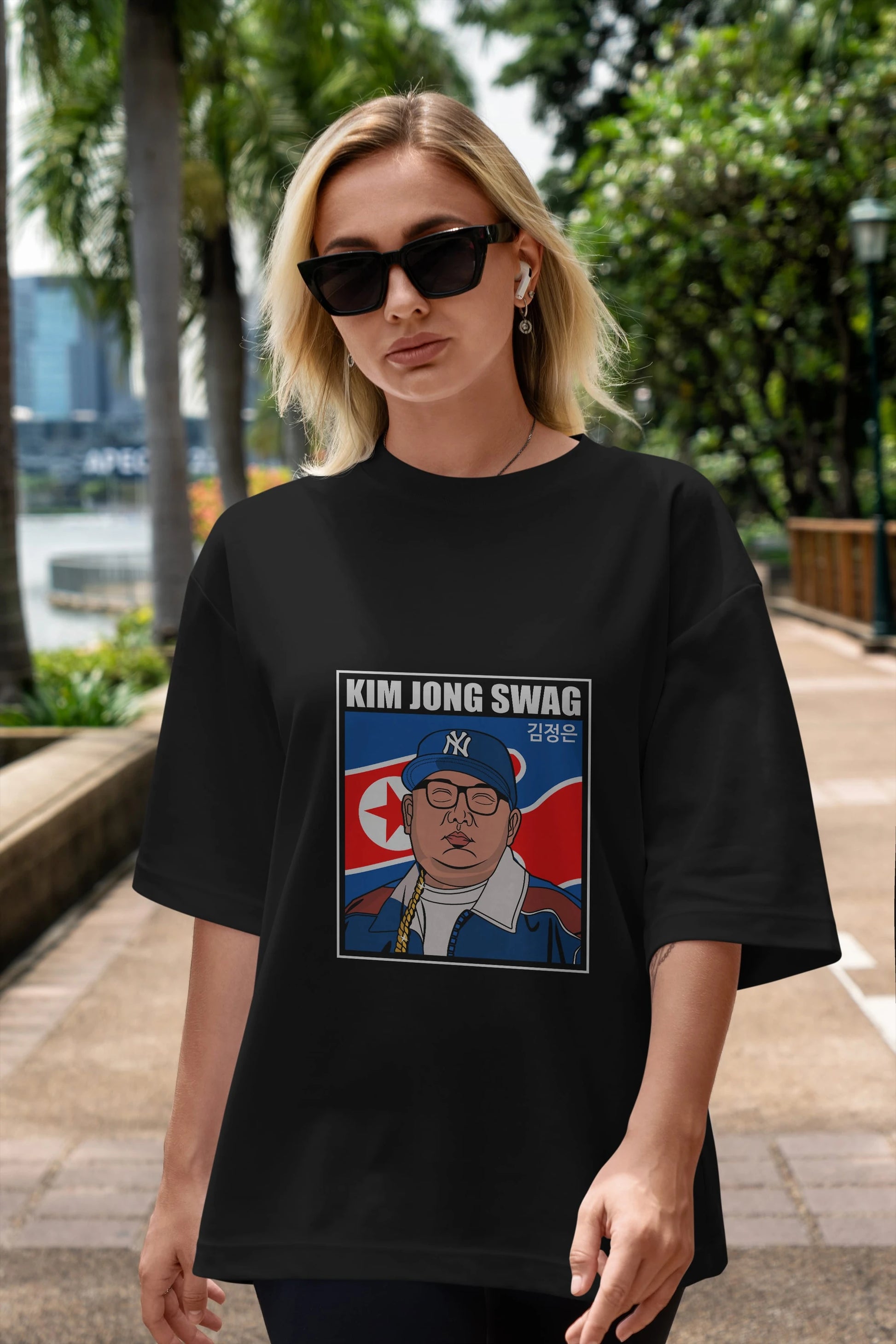 King Jong Swag Ön Baskılı Oversize t-shirt Erkek Kadın Unisex %100 Pamuk tişort