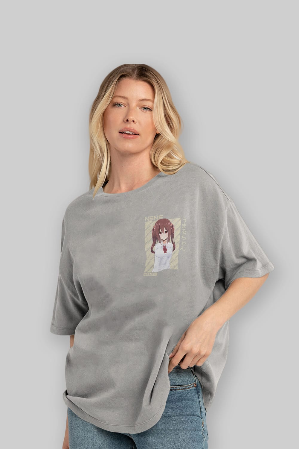 Nene Ebina 1 Ön Sol Baskılı Oversize t-shirt Erkek Kadın Unisex %100 Pamuk Bisiklet Yaka tişort