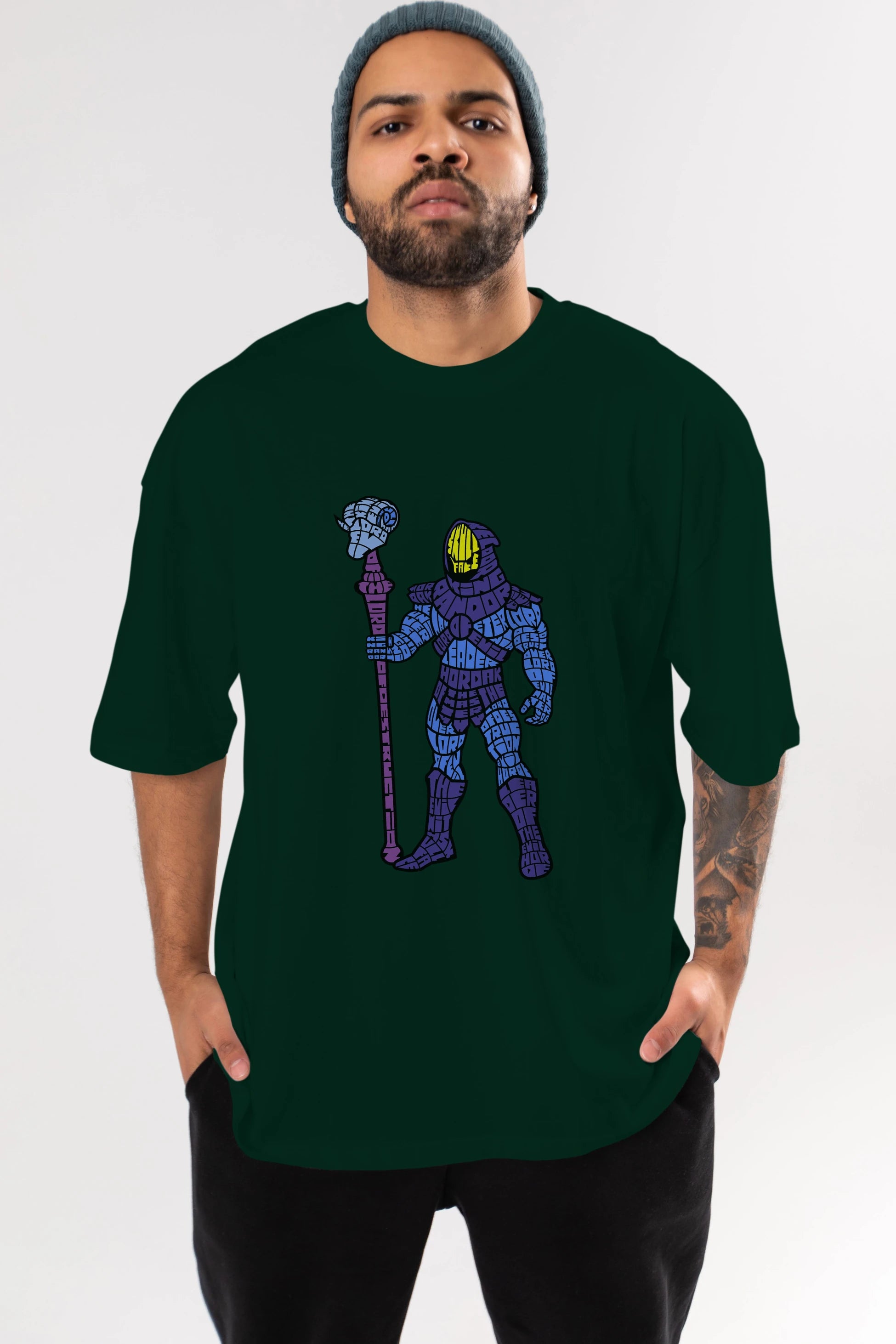 Skull Face Ön Baskılı Oversize t-shirt %100 pamuk Erkek Kadın Unisex
