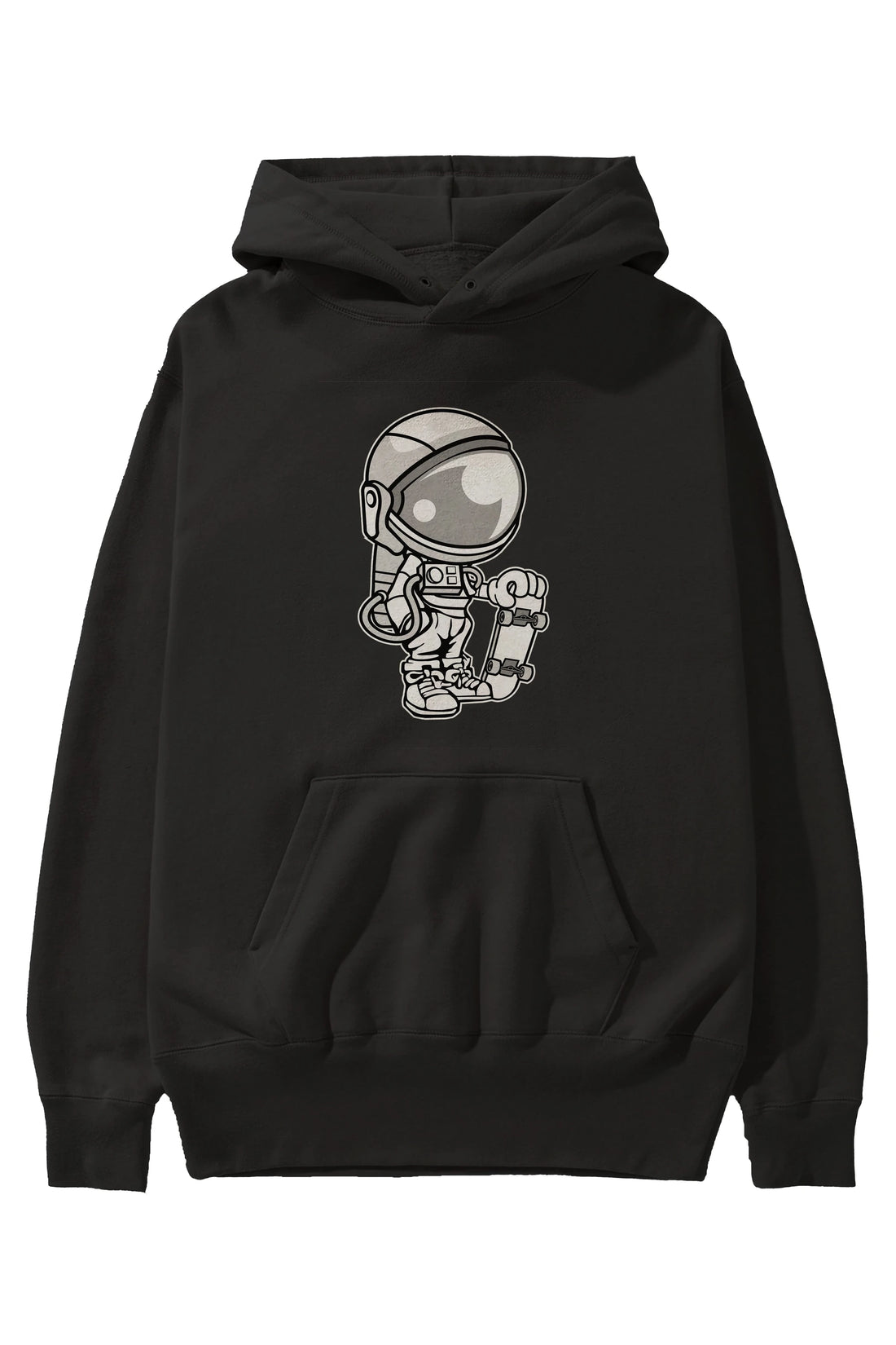 Astronaut Skaterboy Ön Baskılı Hoodie Oversize Kapüşonlu Sweatshirt Erkek Kadın Unisex