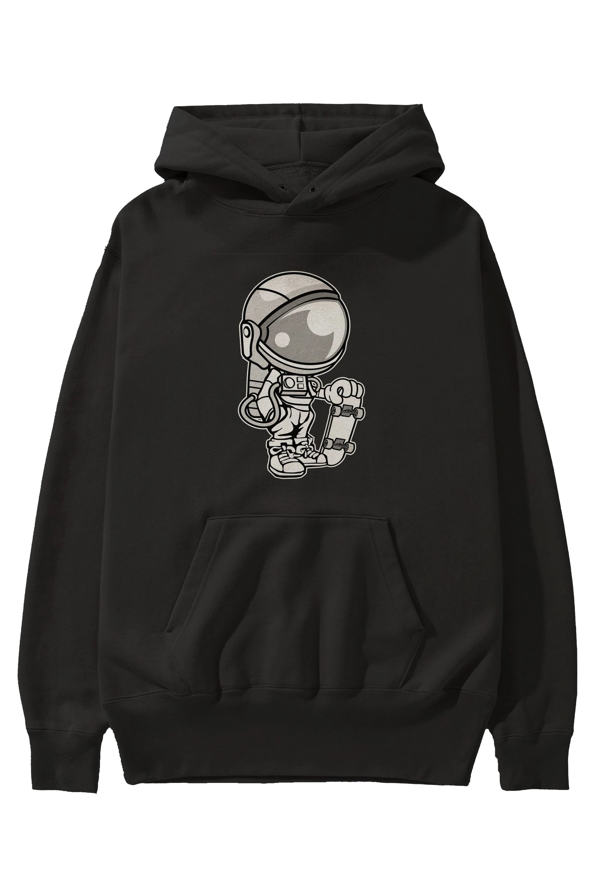 Astronaut Skaterboy Ön Baskılı Hoodie Oversize Kapüşonlu Sweatshirt Erkek Kadın Unisex