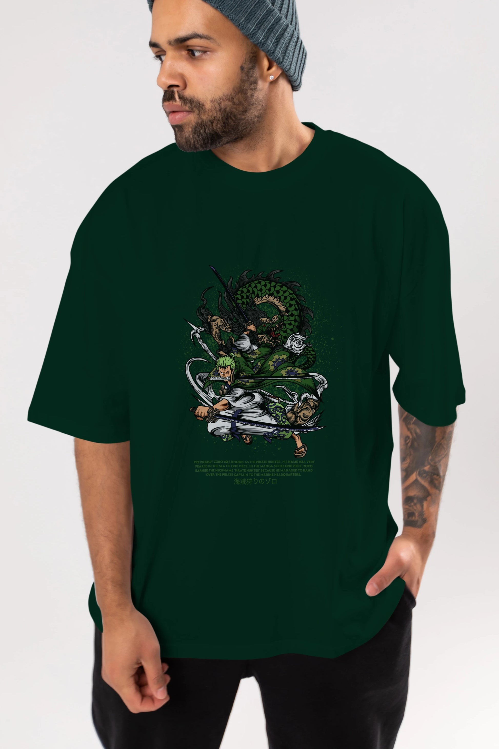 Zoro Anime Ön Baskılı Oversize t-shirt %100 pamuk Erkek Kadın Unisex