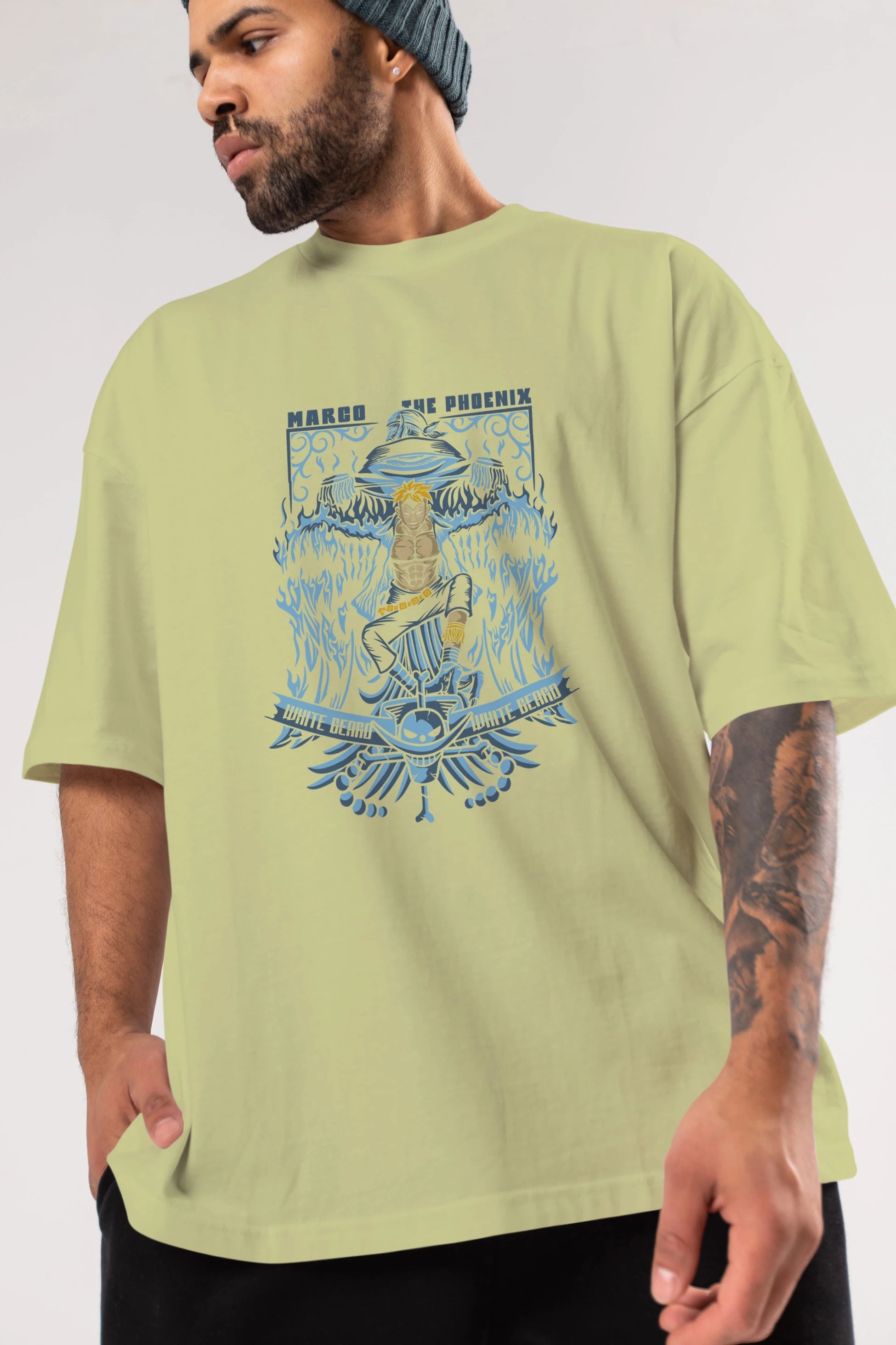 MARCO EL FENIX One Piece Anime Ön Baskılı Oversize t-shirt %100 pamuk Erkek Kadın Unisex