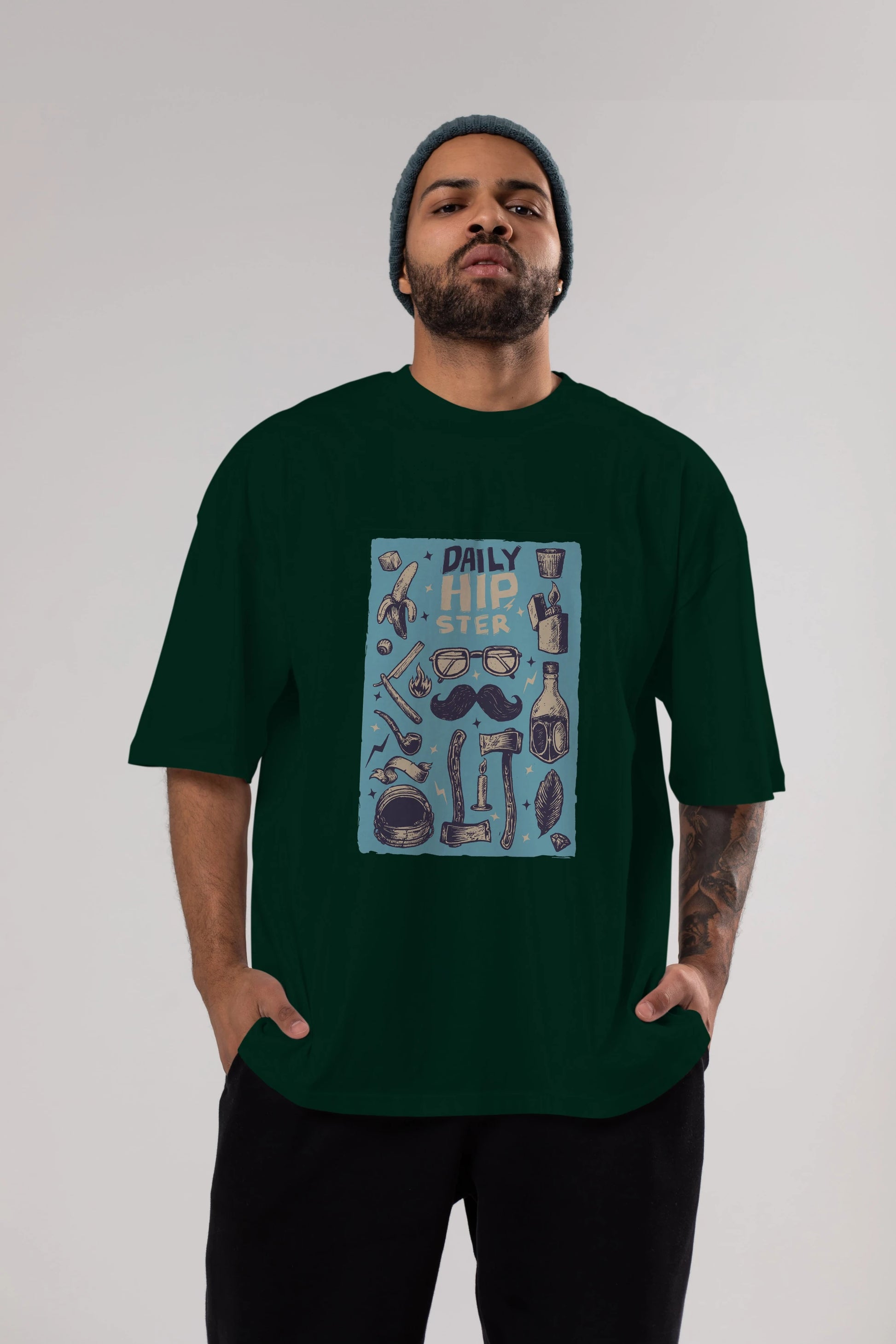 Hipster Ön Baskılı Oversize t-shirt Erkek Kadın Unisex %100 Pamuk tişort