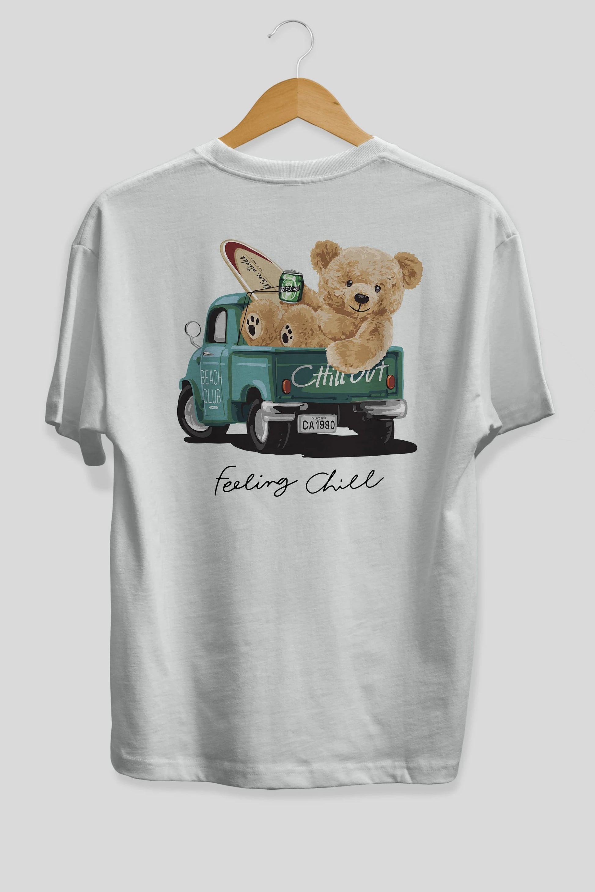 Teddy Bear Chill Out Arka Baskılı Oversize t-shirt Erkek Kadın Unisex %100 Pamuk