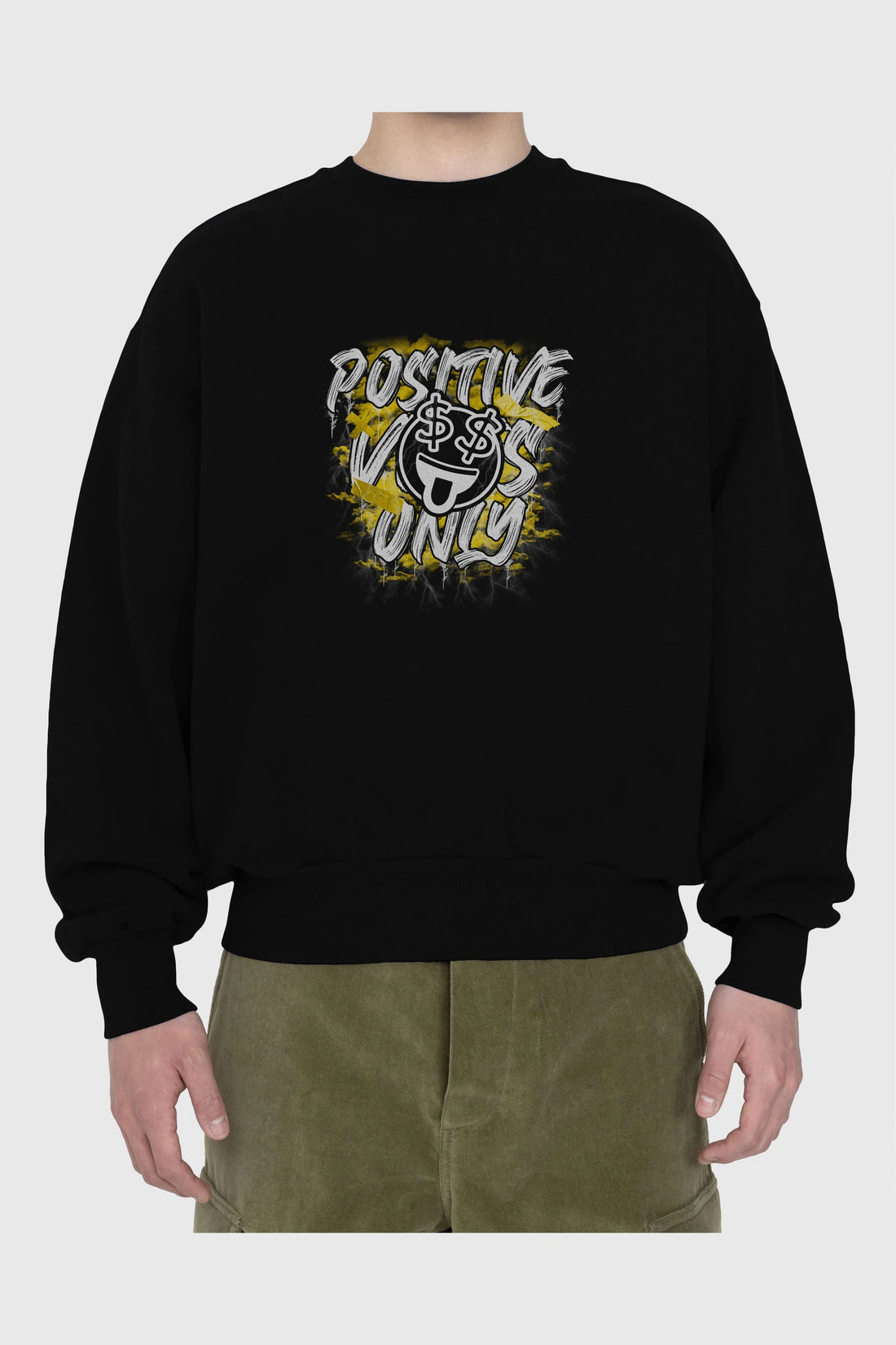 Positive Only Ön Baskılı Oversize Sweatshirt Erkek Kadın Unisex