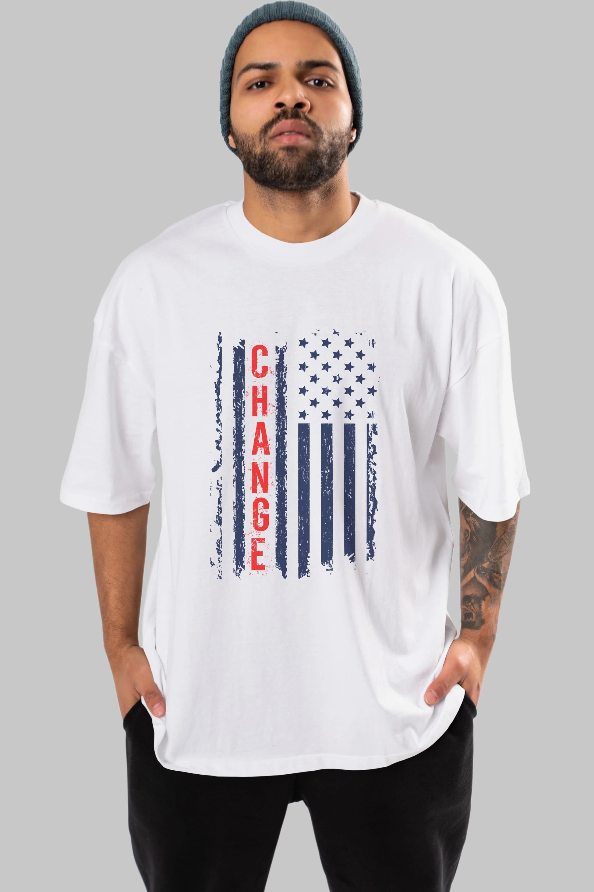 Change Ön Baskılı Oversize t-shirt Erkek Kadın Unisex