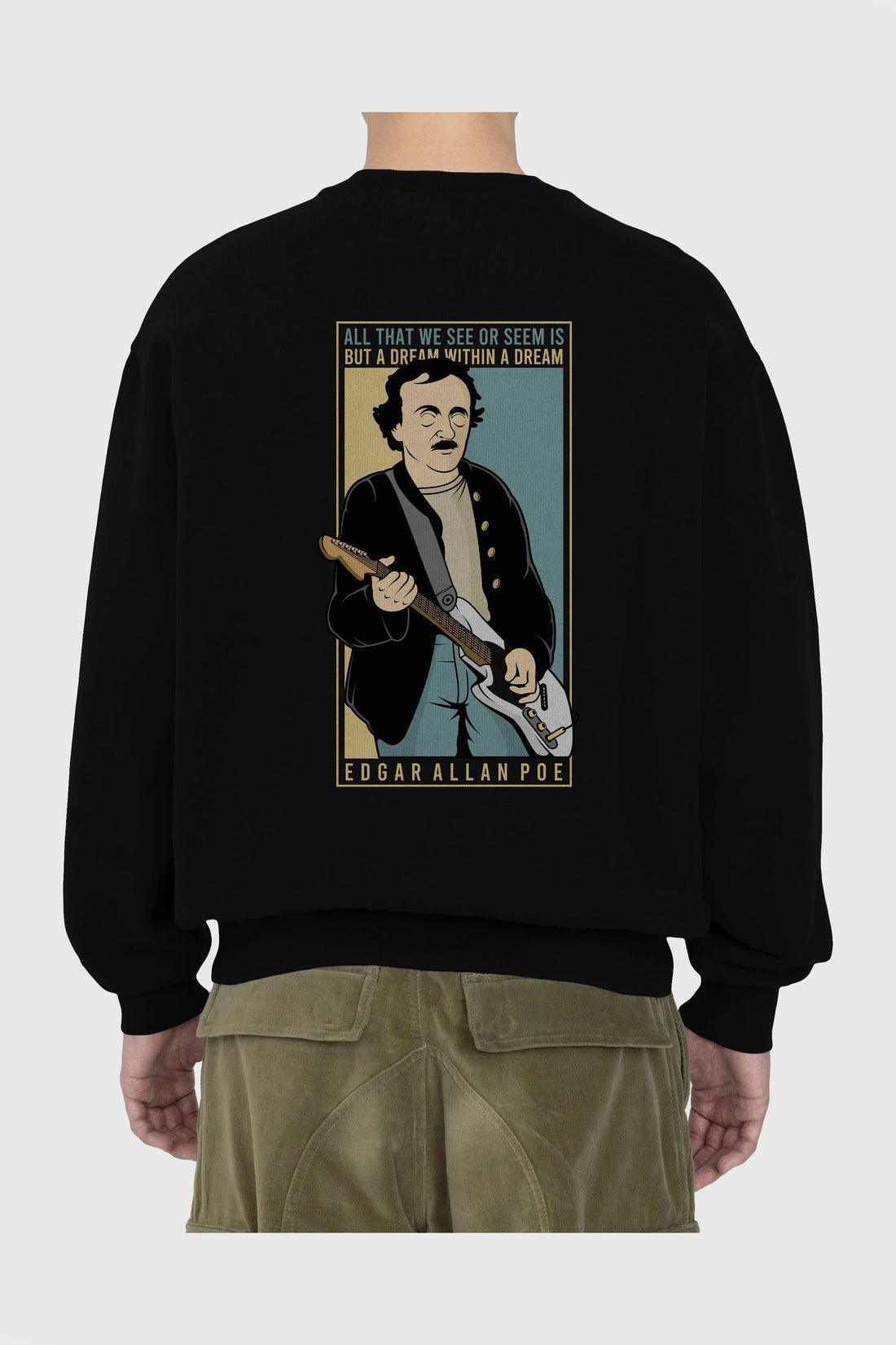 Edgar Alan Cobain Arka Baskılı Oversize Sweatshirt Erkek Kadın Unisex