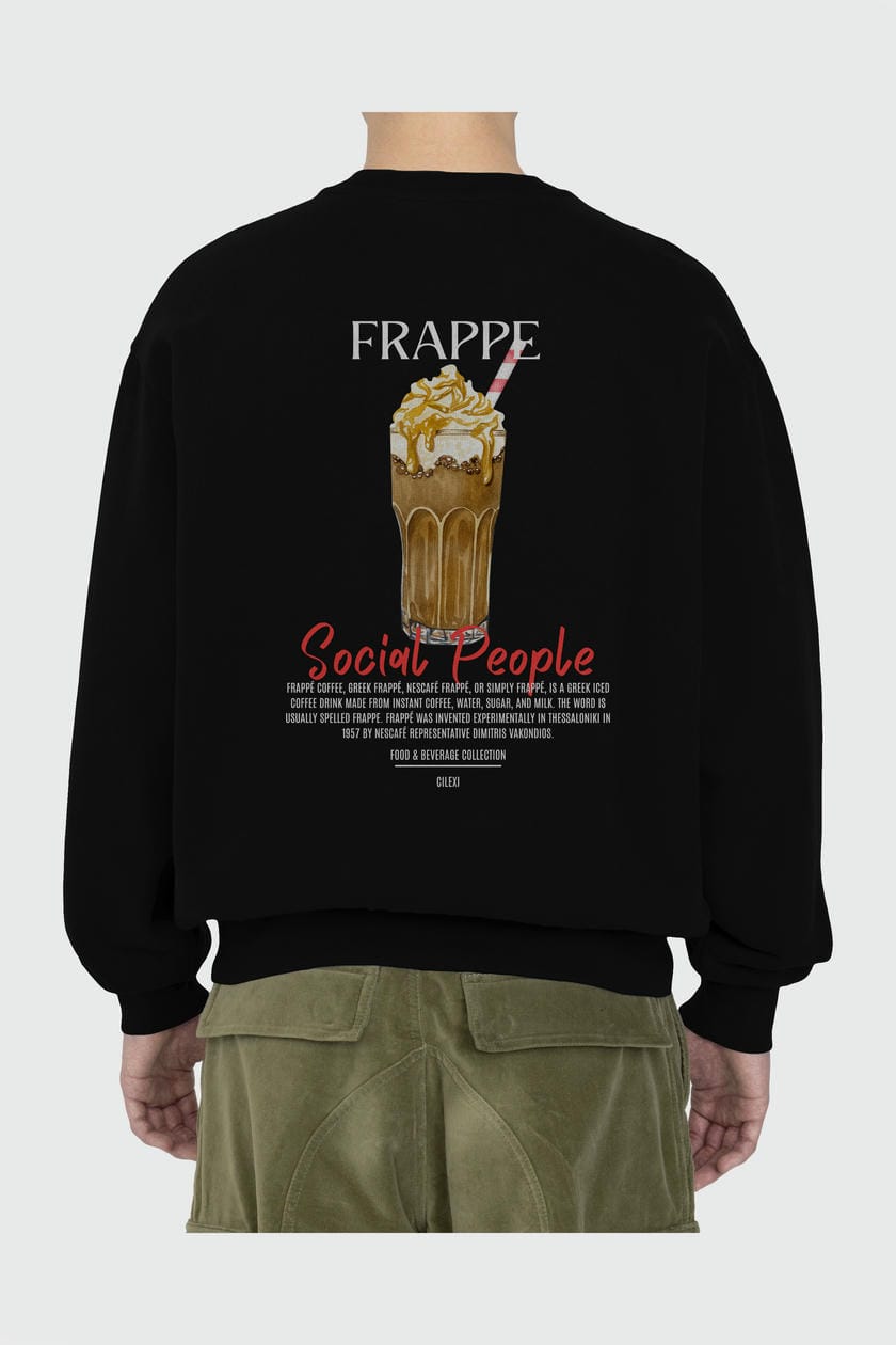 Frappe Arka Baskılı Oversize Sweatshirt Erkek Kadın Unisex
