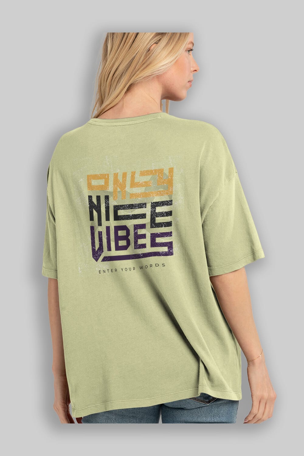Only Nice Vibes Arka Baskılı Oversize t-shirt Erkek Kadın Unisex