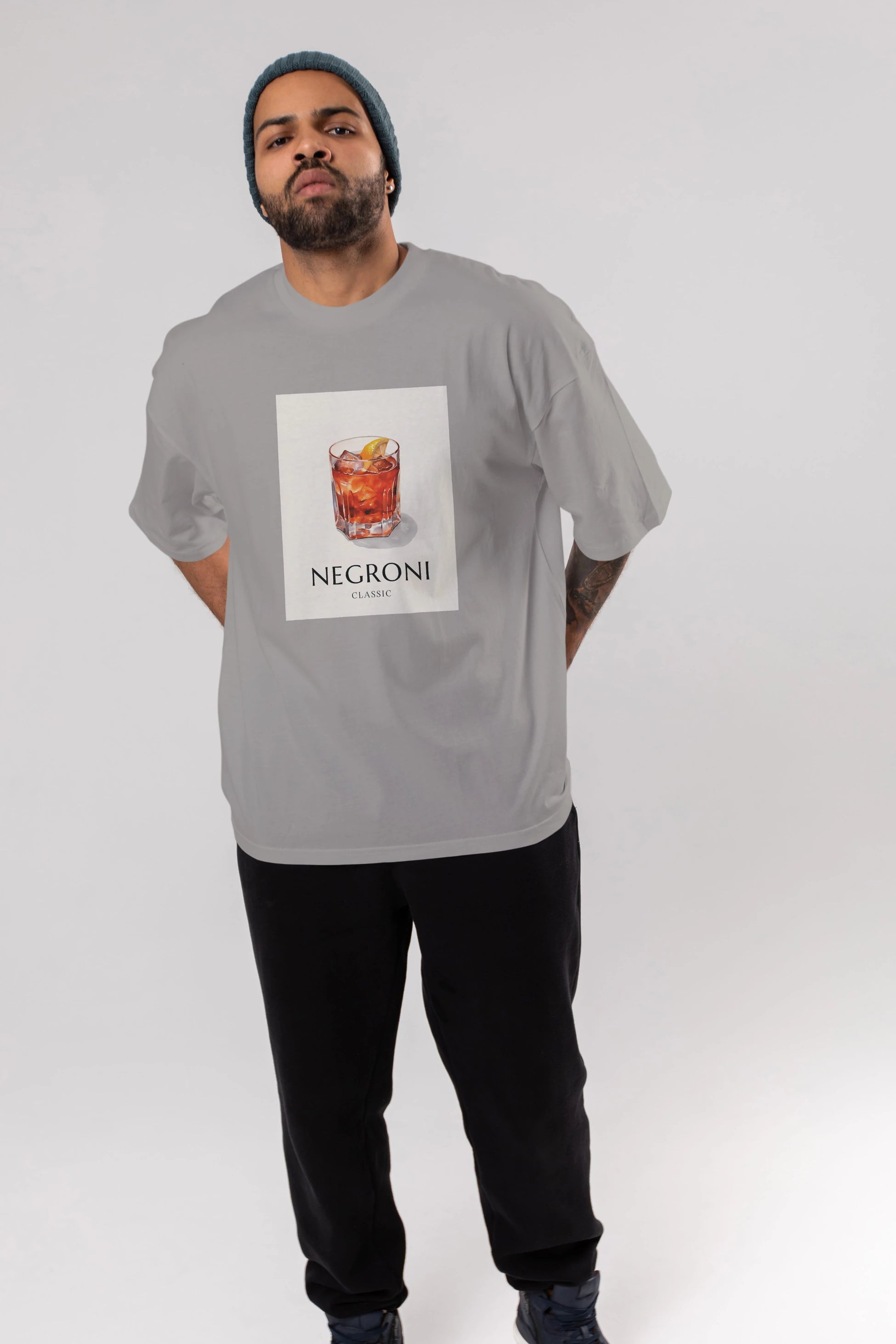 Negroni Classic Ön Baskılı Oversize t-shirt Erkek Kadın Unisex %100 Pamuk Bisiklet Yaka tişort