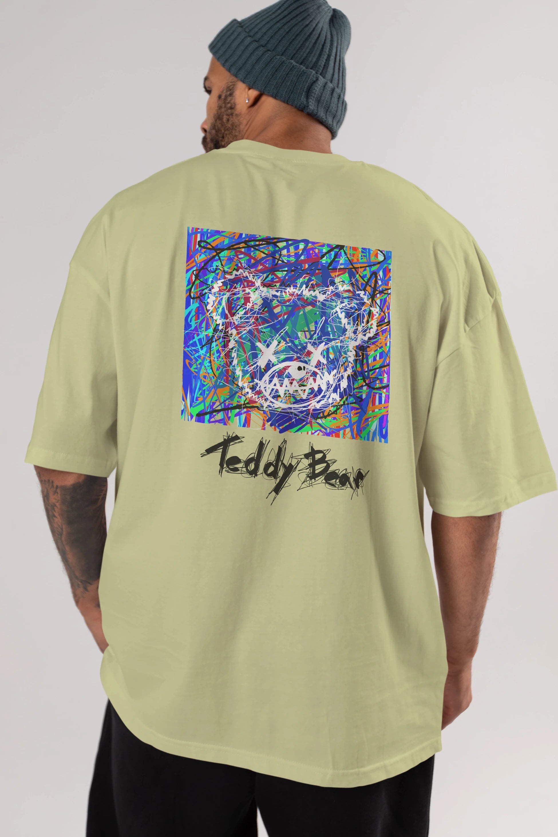 Teddy Bear 3 Arka Baskılı Oversize t-shirt Erkek Kadın Unisex