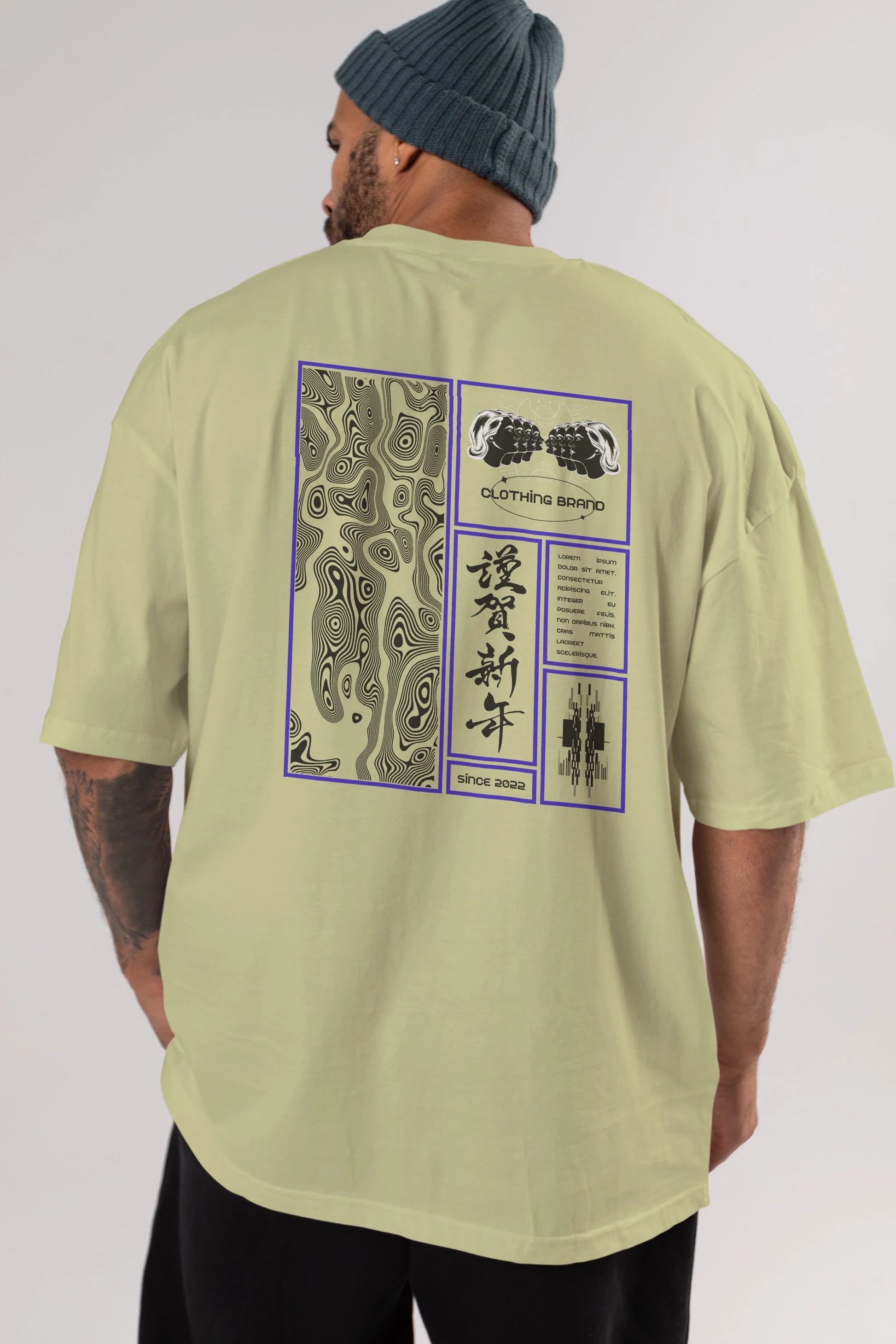 Neon Japanese Streetwear Arka Baskılı Oversize t-shirt Erkek Kadın Unisex