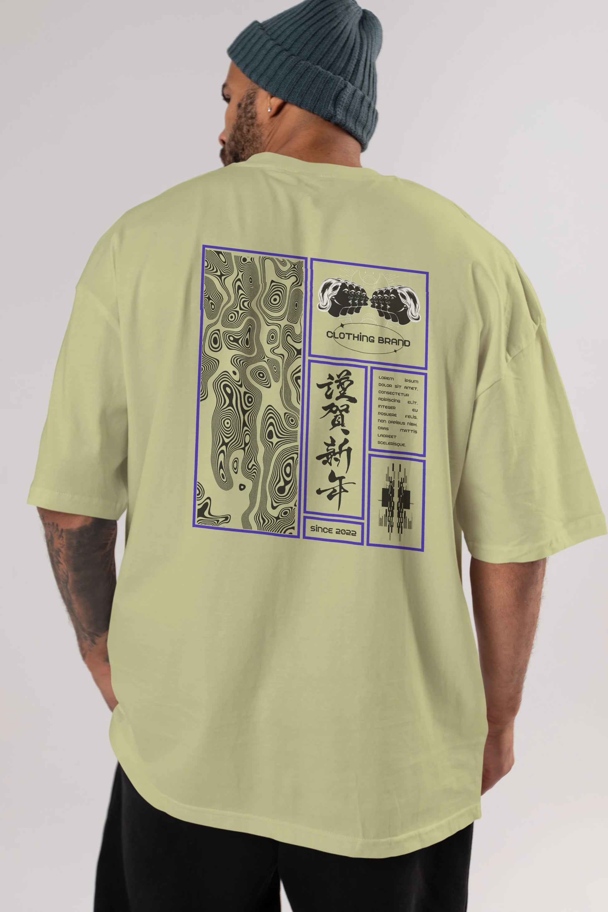 Neon Japanese Streetwear Arka Baskılı Oversize t-shirt Erkek Kadın Unisex