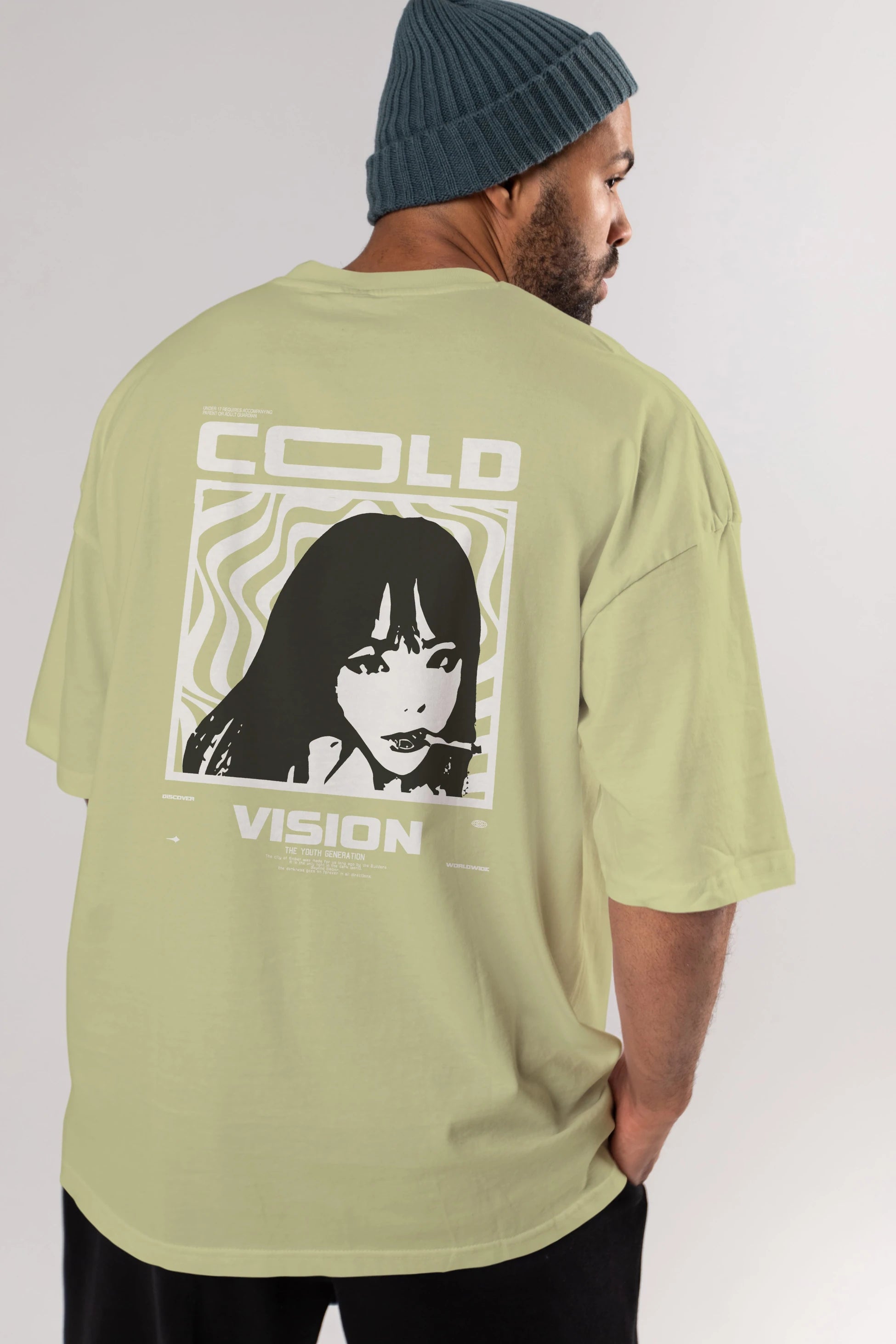 Cold Vision Arka Baskılı Oversize t-shirt Erkek Kadın Unisex