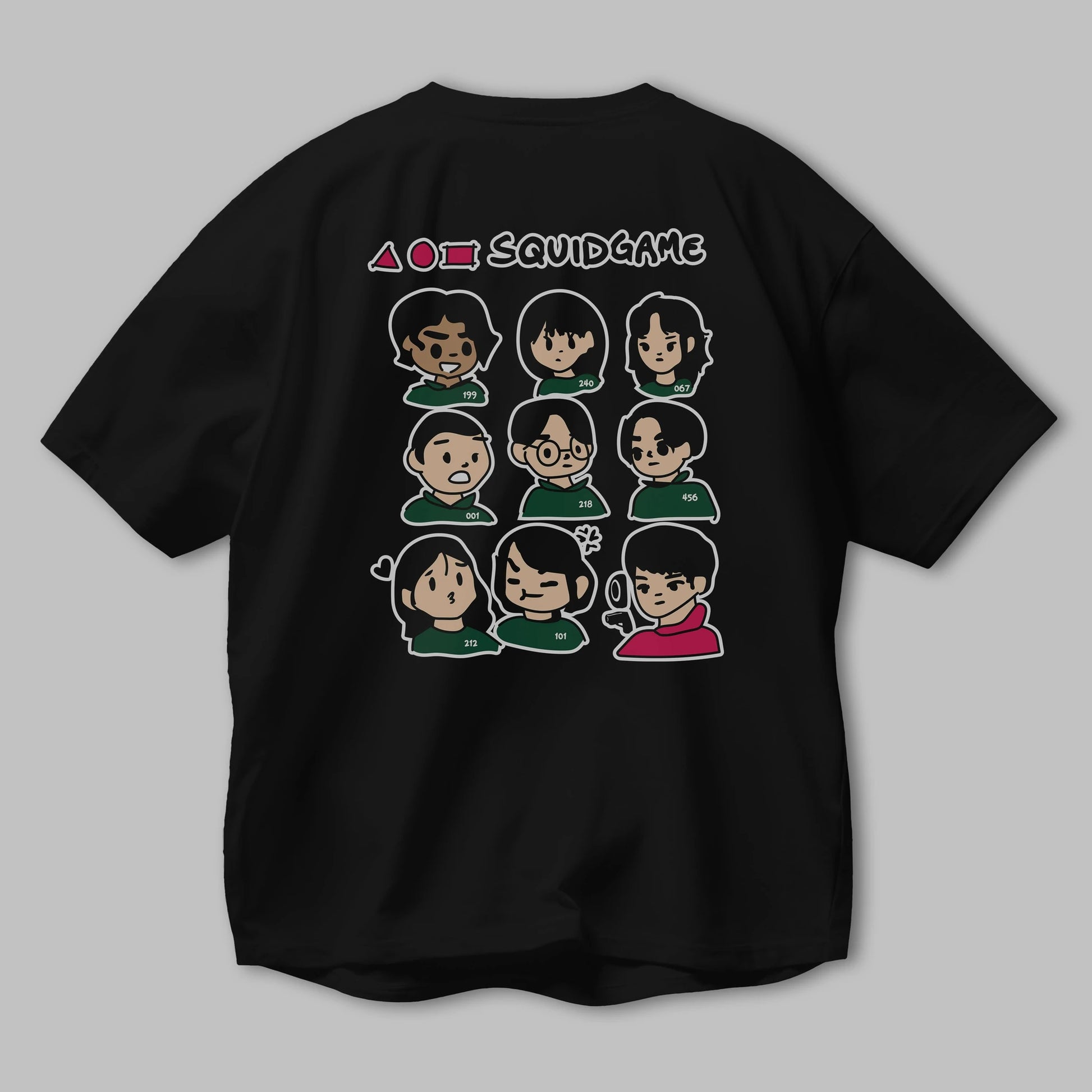 Squid Game (3) Arka Baskılı Oversize t-shirt Erkek Kadın Unisex %100 Pamuk Bisiklet Yaka tişort