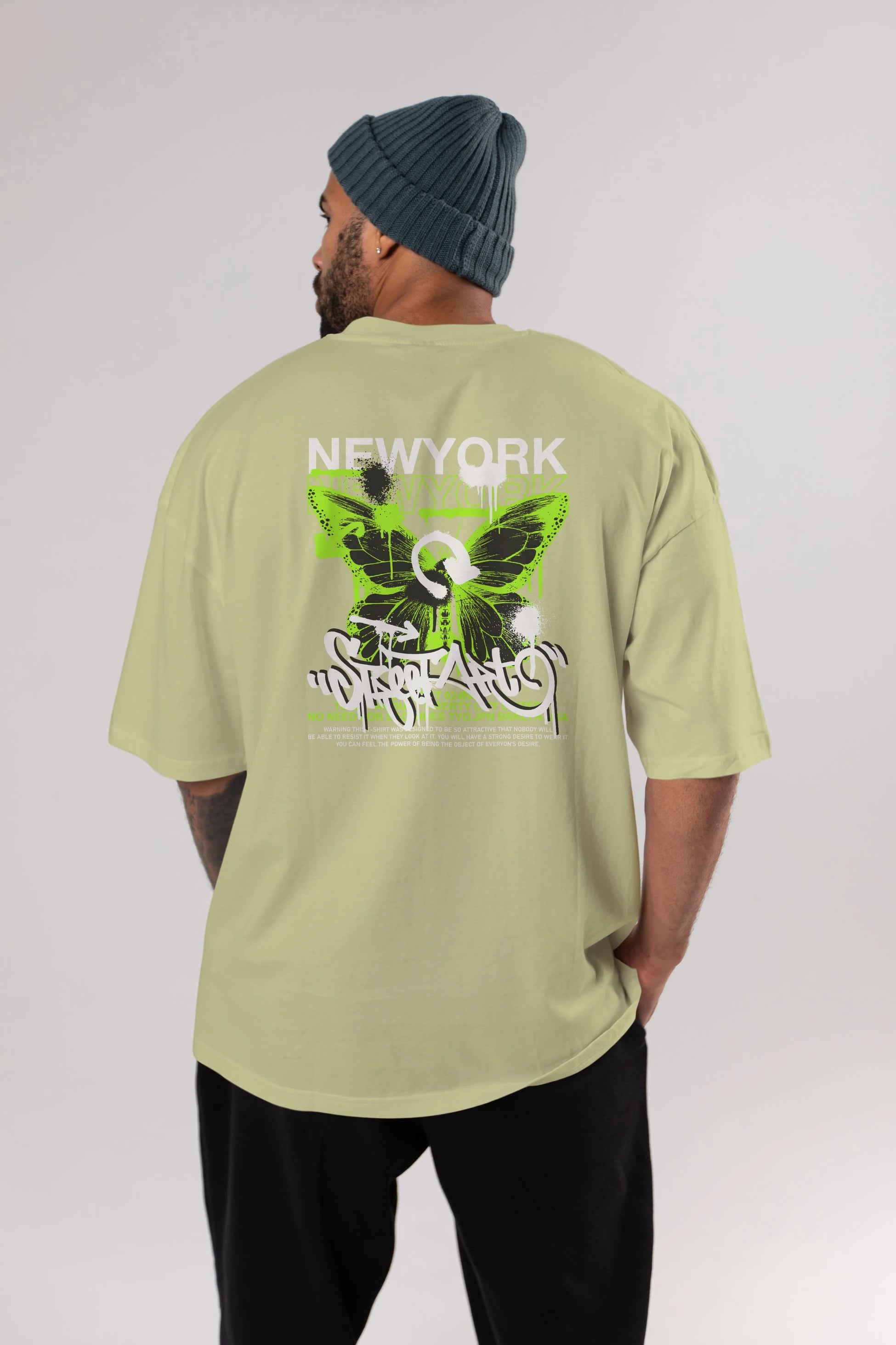 New York Street Style Arka Baskılı Oversize t-shirt Erkek Kadın Unisex