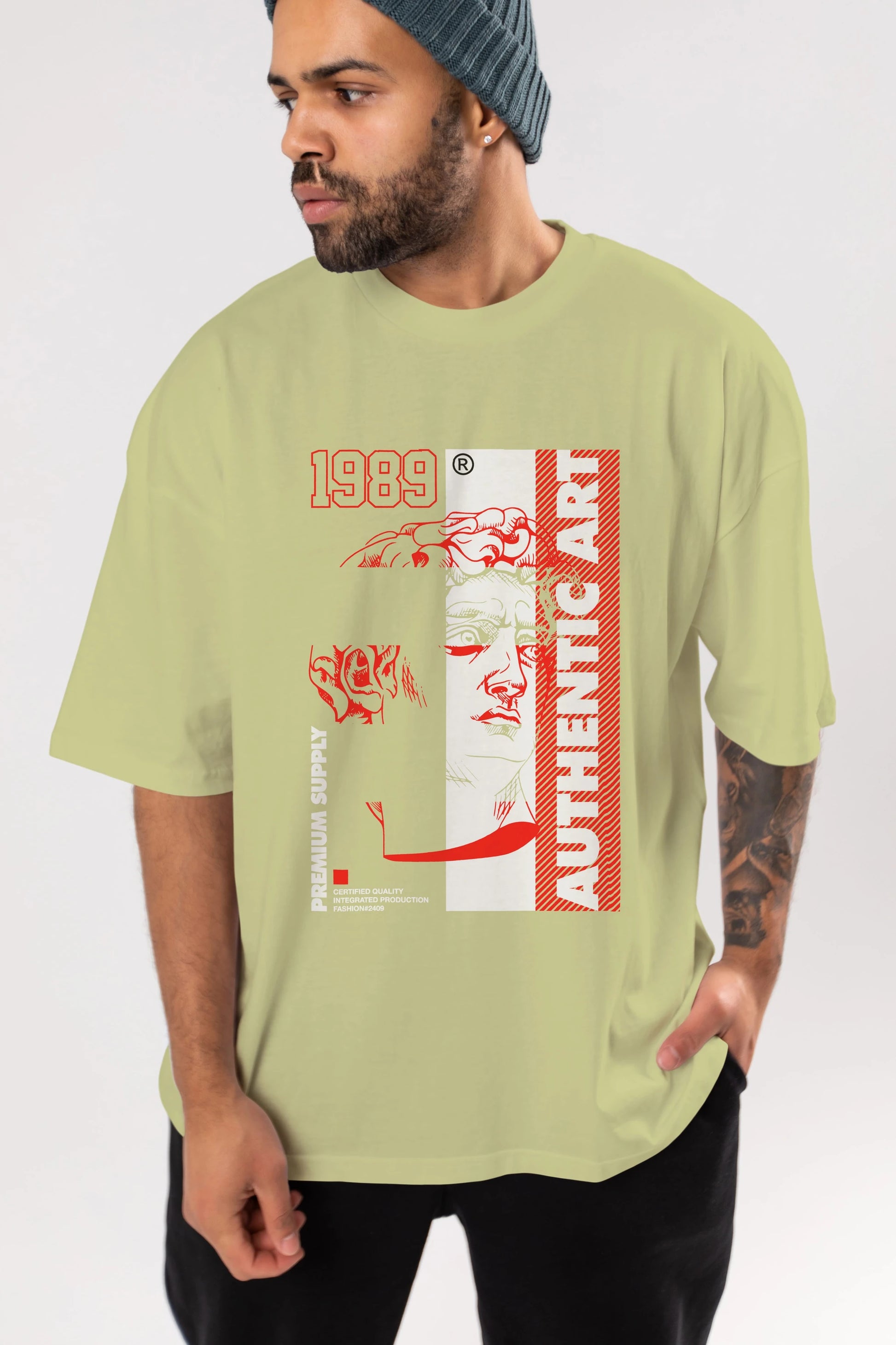 Authentic Art Ön Baskılı Oversize t-shirt Erkek Kadın Unisex