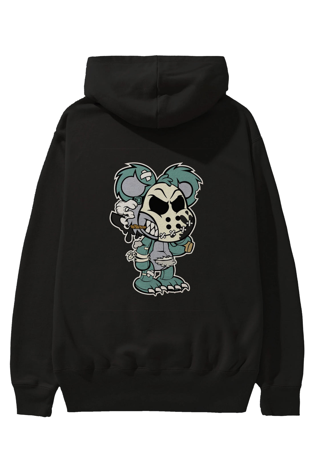Evil Teddy Bear Arka Baskılı Hoodie Oversize Kapüşonlu Sweatshirt Erkek Kadın Unisex